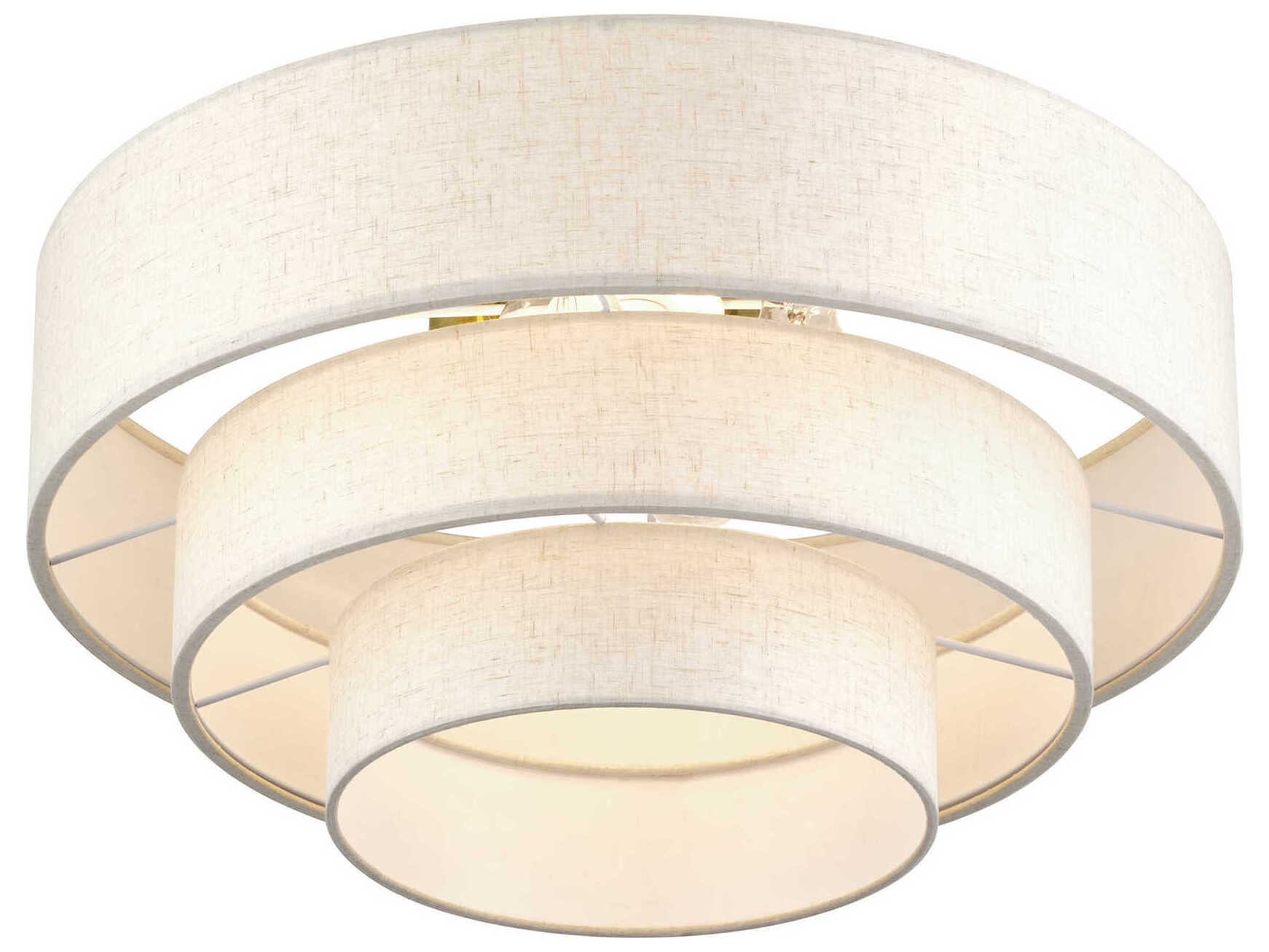 Livex Lighting Manorwood 4-Light Antique Brass Drum Semi Flush Mount
