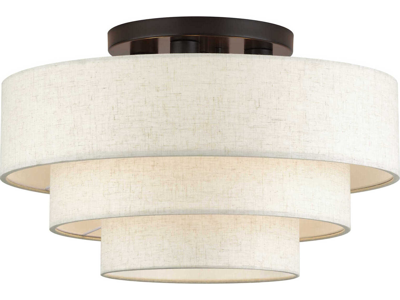 Livex Lighting Manorwood 4-Light English Bronze Drum Semi Flush Mount