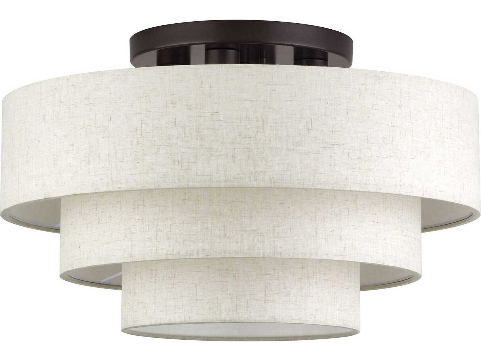 Livex Lighting Manorwood 4-Light English Bronze Drum Semi Flush Mount