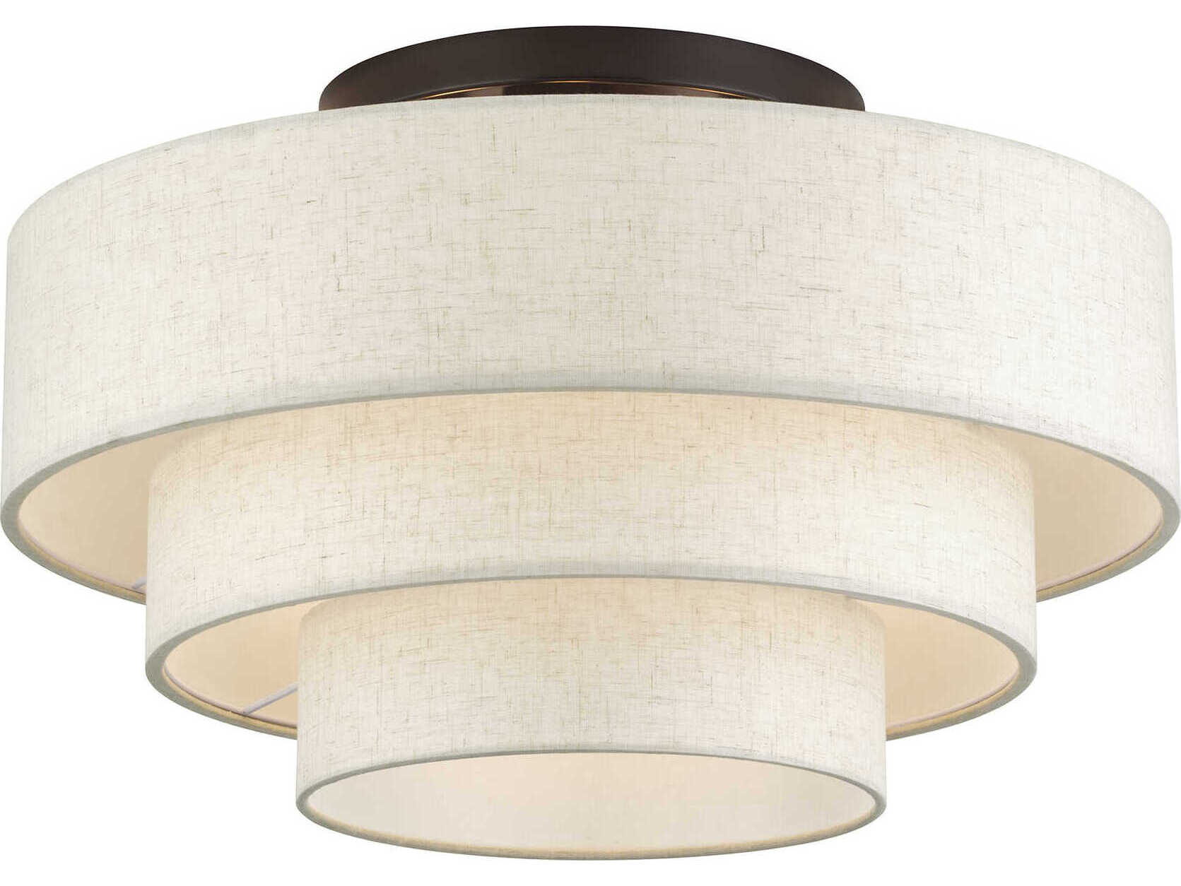Livex Lighting Manorwood 4-Light English Bronze Drum Semi Flush Mount