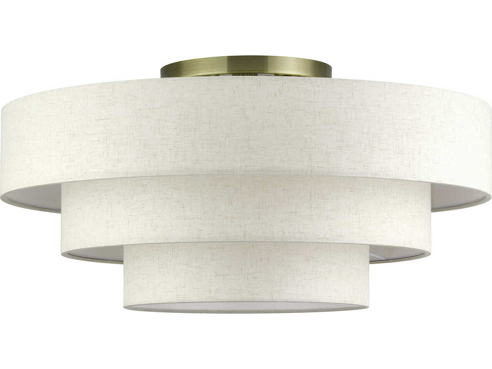 Livex Lighting Manorwood 5-Light Antique Brass Drum Semi Flush Mount