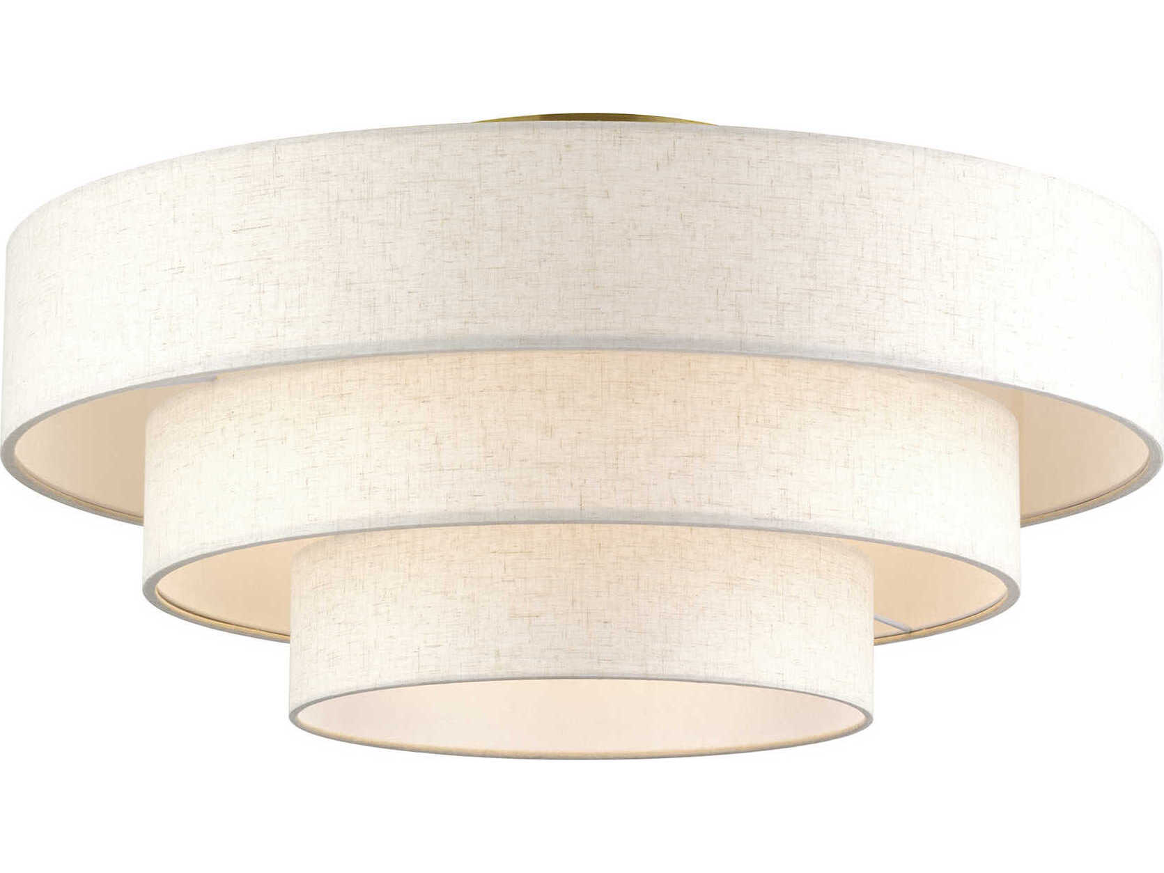 Livex Lighting Manorwood 5-Light Antique Brass Drum Semi Flush Mount