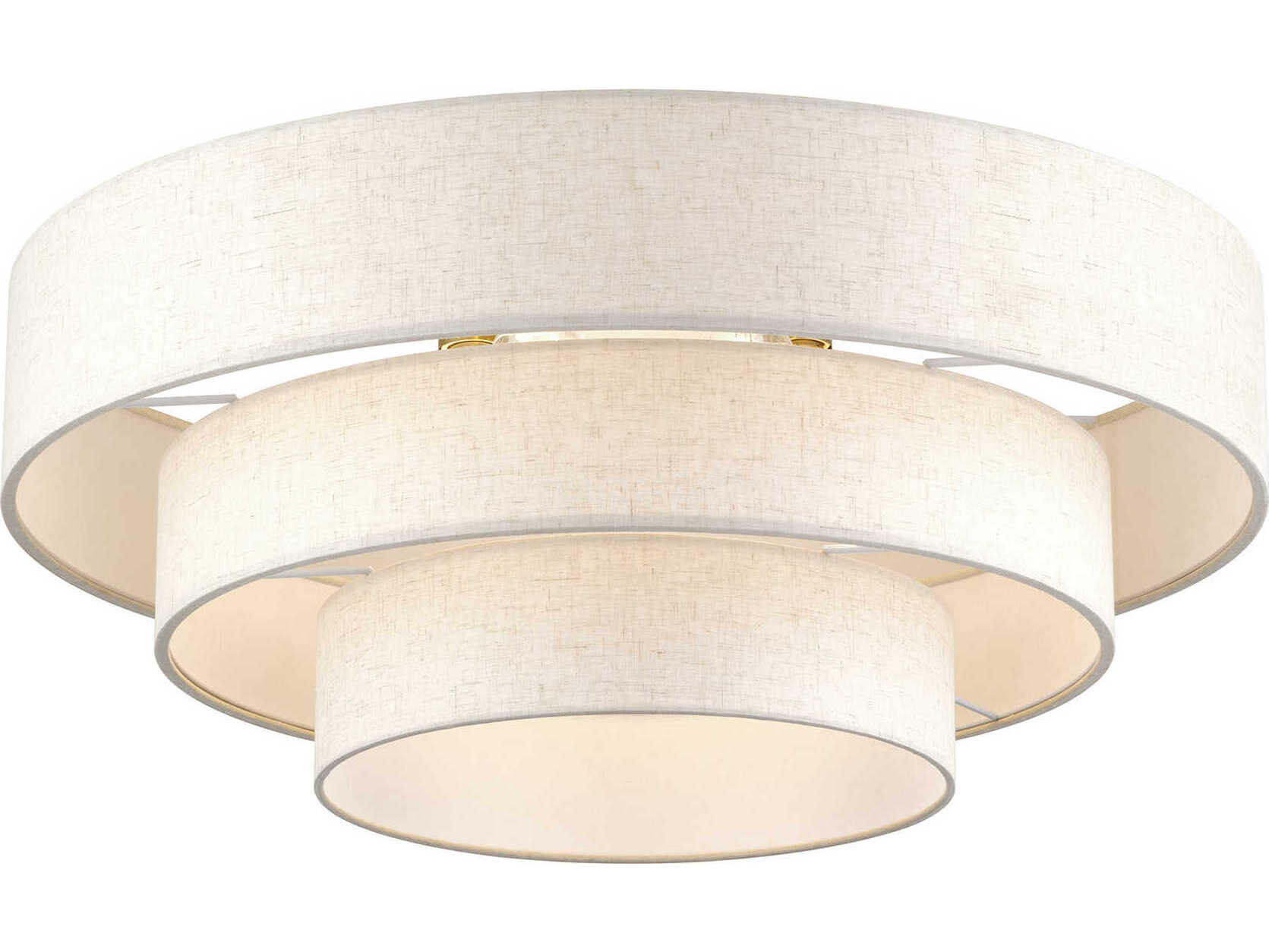 Livex Lighting Manorwood 5-Light Antique Brass Drum Semi Flush Mount