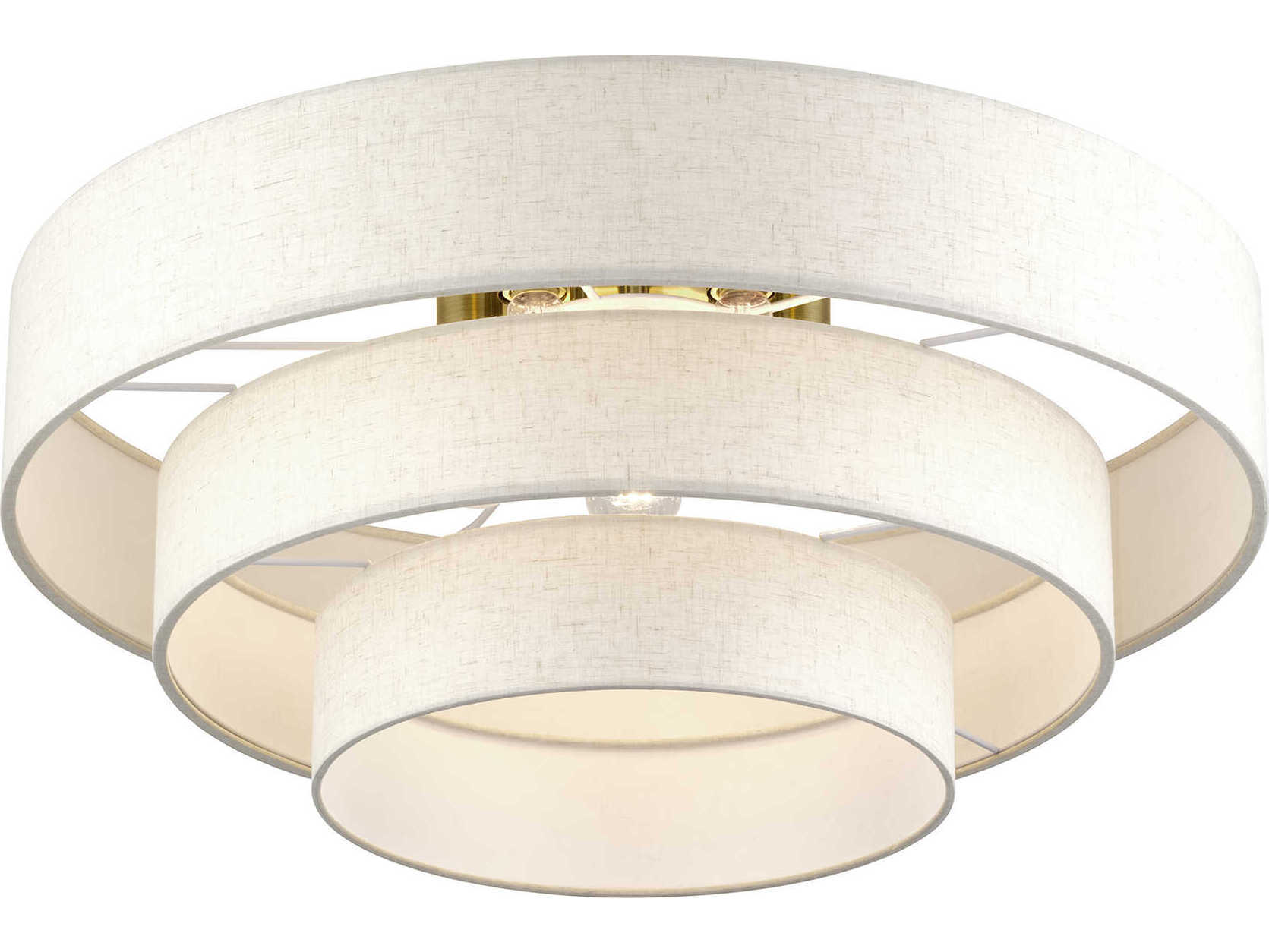 Livex Lighting Manorwood 5-Light Antique Brass Drum Semi Flush Mount