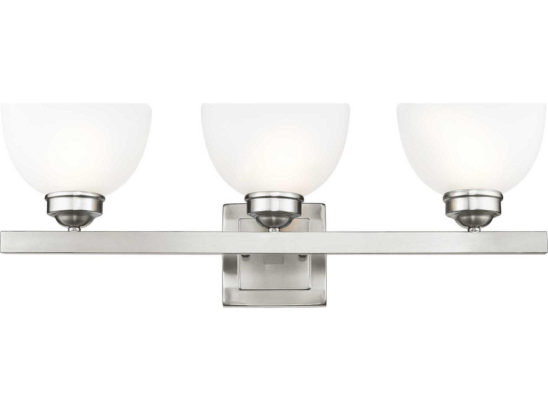 Livex Lighting Somerset 3-Light Brushed Nickel Glass Vanity Light