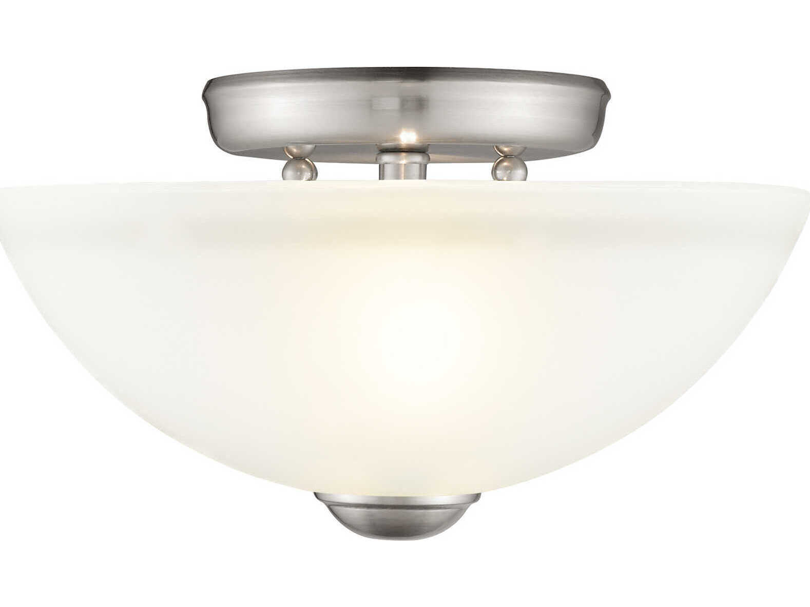 Livex Lighting Somerset 2-Light Brushed Nickel Glass Bowl Geometric Semi Flush Mount