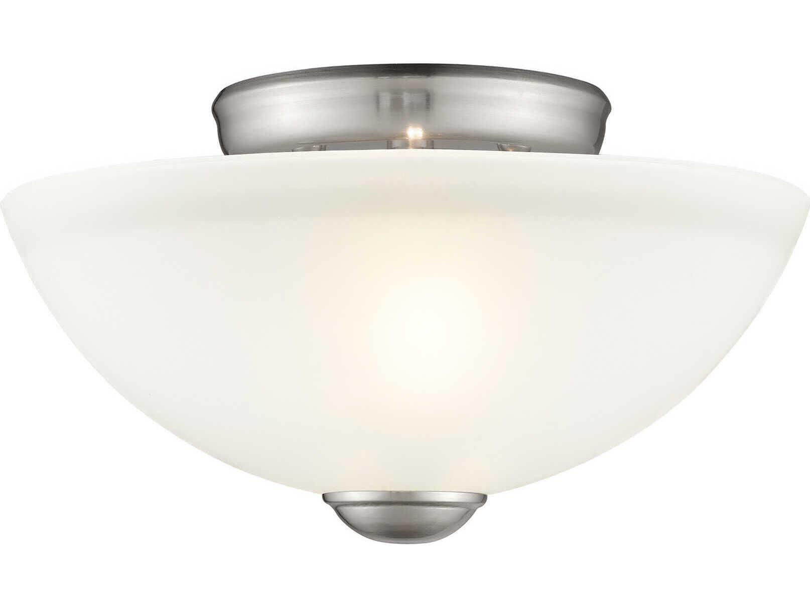Livex Lighting Somerset 2-Light Brushed Nickel Glass Bowl Geometric Semi Flush Mount