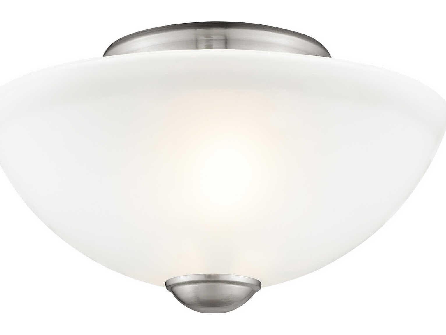 Livex Lighting Somerset 2-Light Brushed Nickel Glass Bowl Geometric Semi Flush Mount