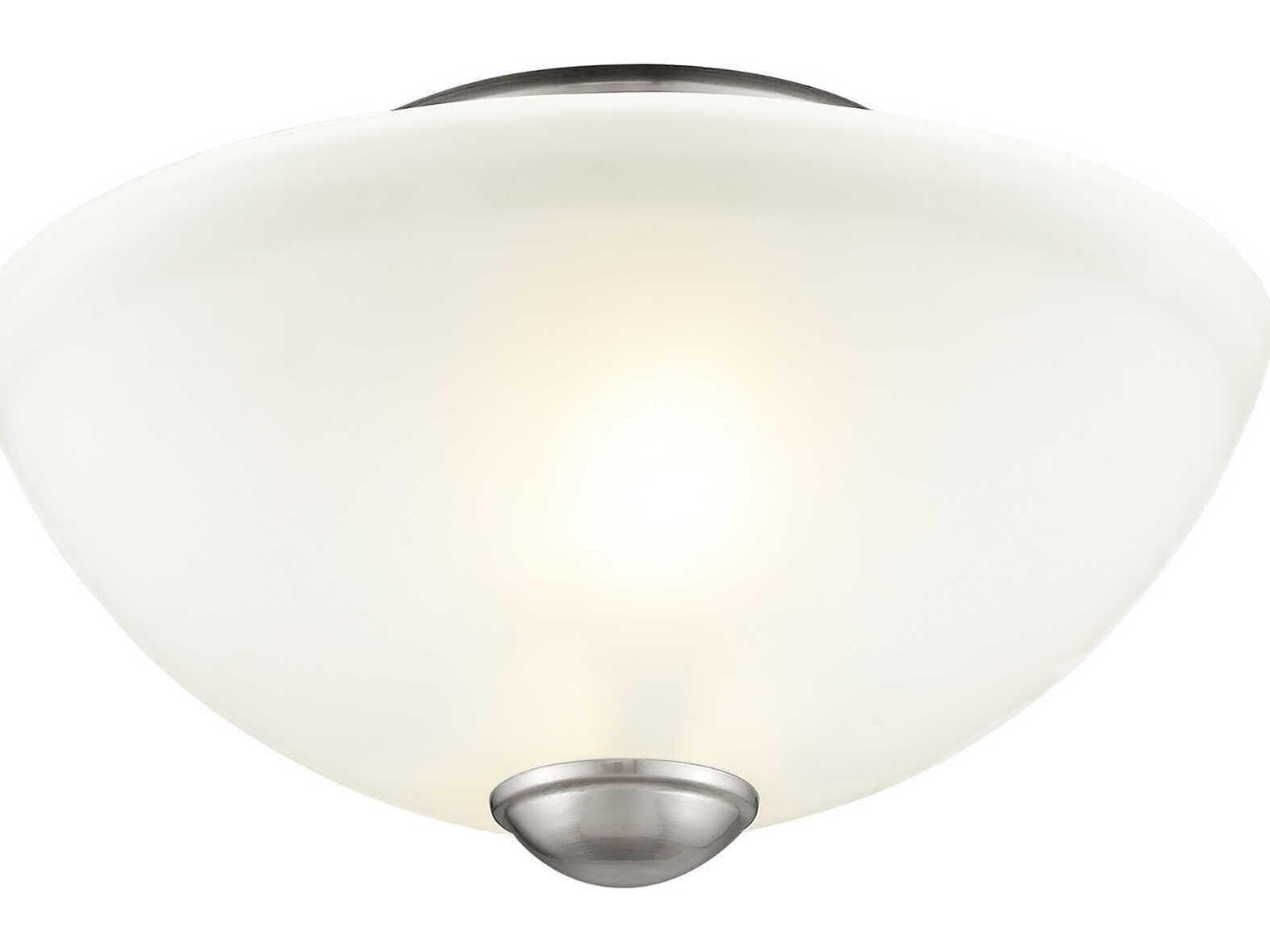 Livex Lighting Somerset 2-Light Brushed Nickel Glass Bowl Geometric Semi Flush Mount