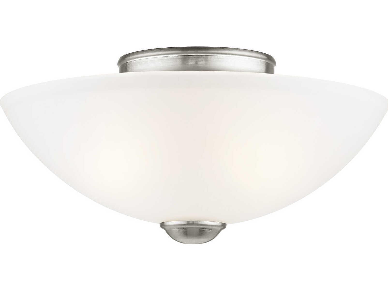 Livex Lighting Somerset 2-Light Brushed Nickel Glass Bowl Geometric Semi Flush Mount
