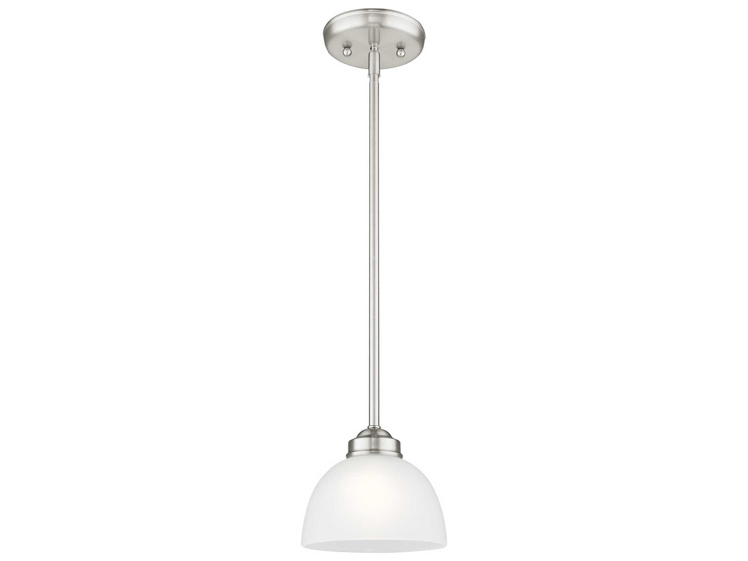 Livex Lighting Somerset 1-Light Brushed Nickel Glass Dome Mini Pendant