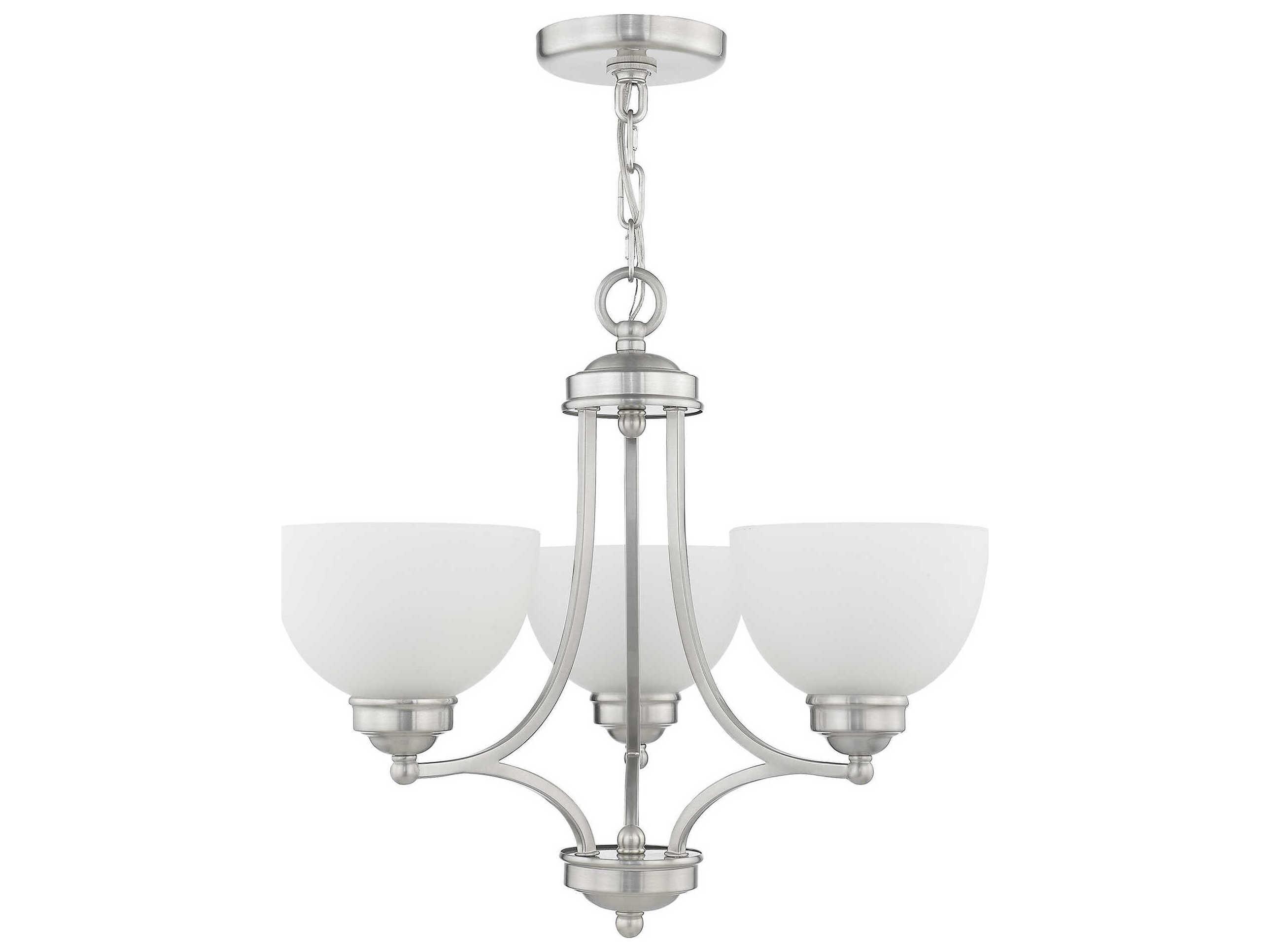 Livex Lighting Somerset 3-Light Brushed Nickel White Glass Bowl Chandelier