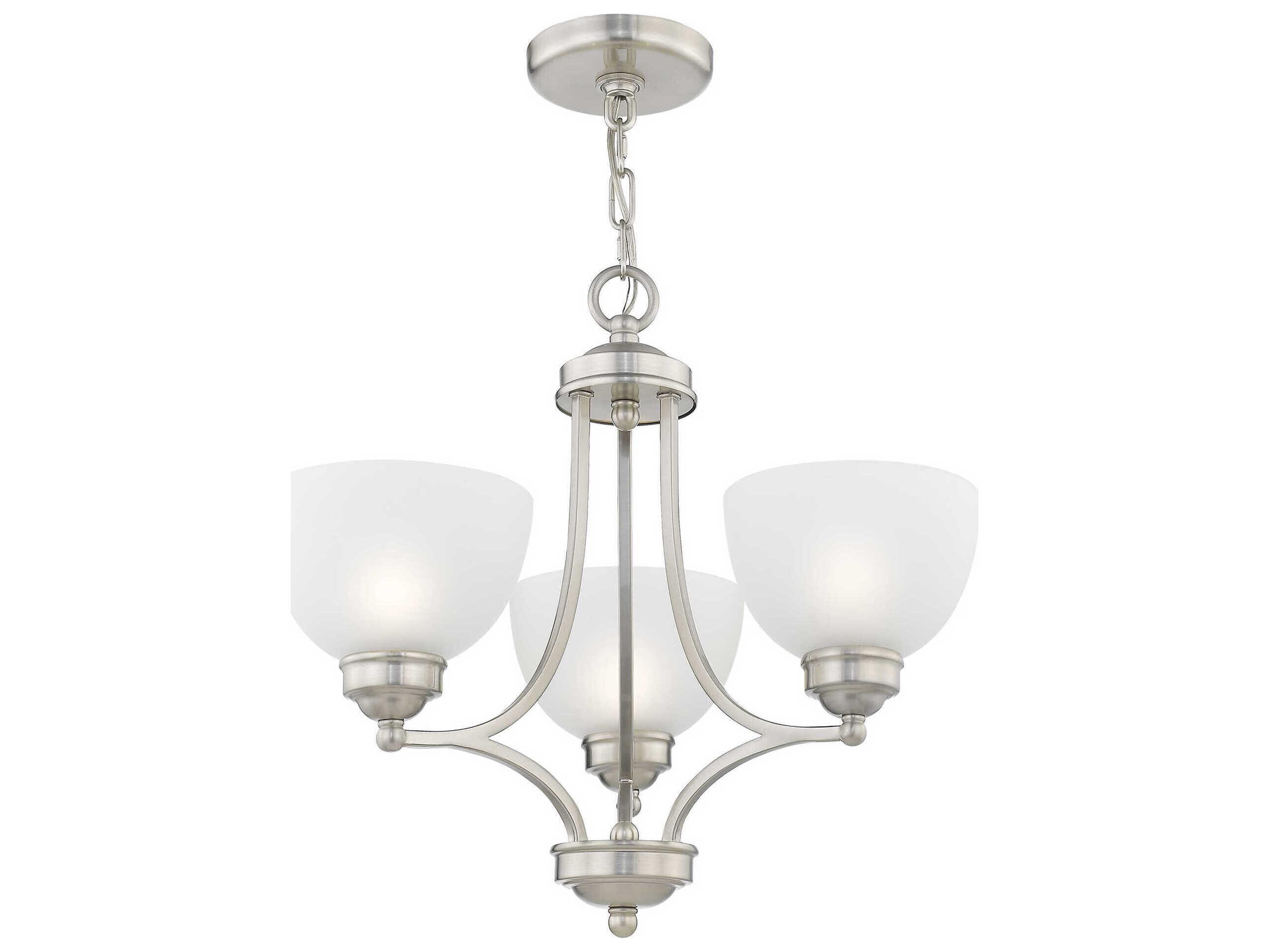 Livex Lighting Somerset 3-Light Brushed Nickel White Glass Bowl Chandelier
