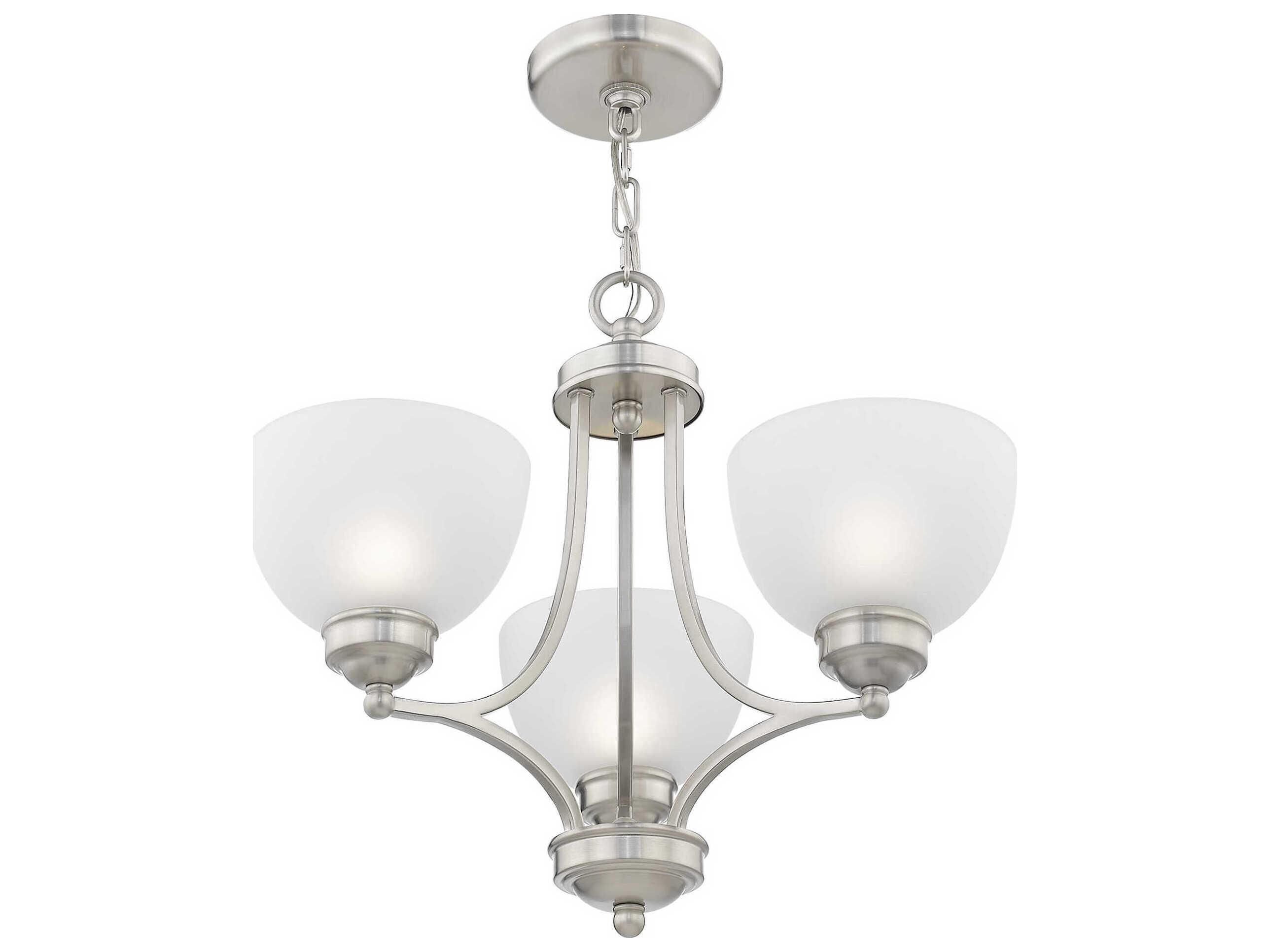 Livex Lighting Somerset 3-Light Brushed Nickel White Glass Bowl Chandelier