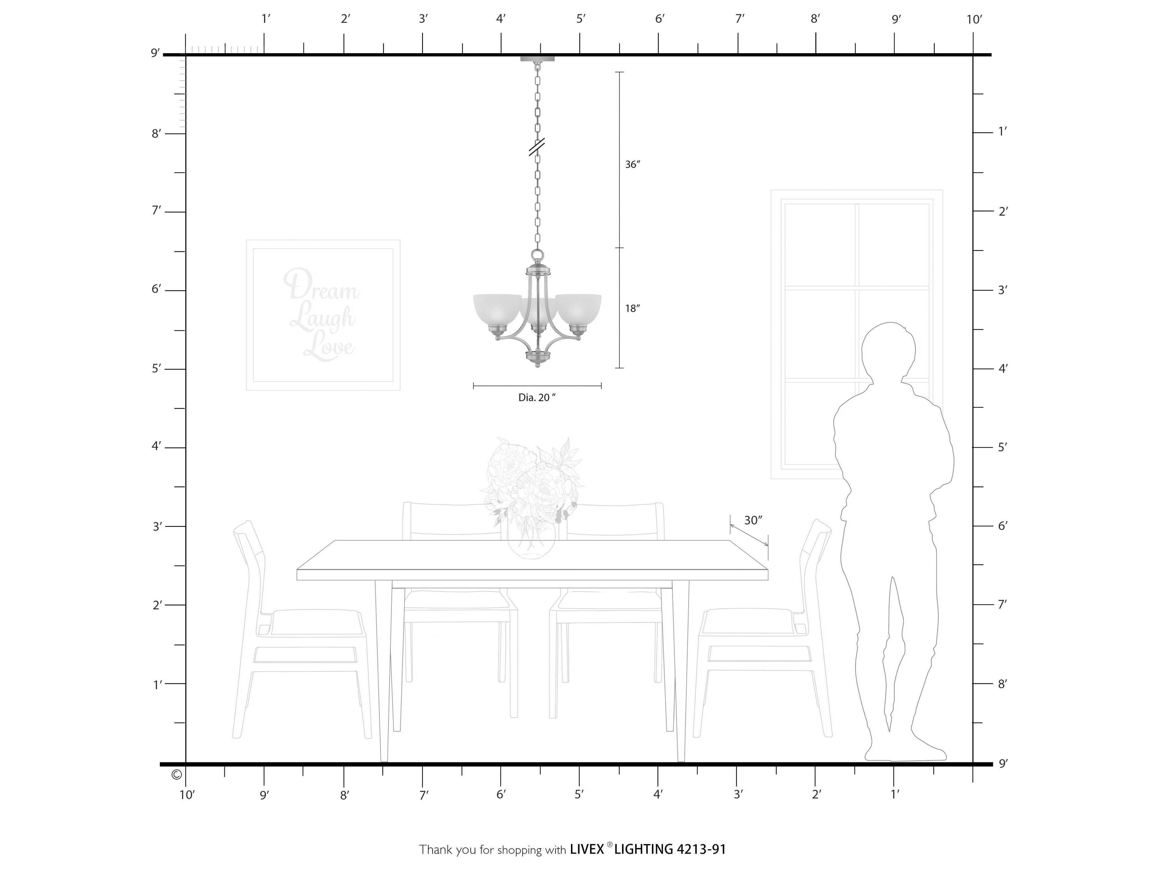 Livex Lighting Somerset 3-Light Brushed Nickel White Glass Bowl Chandelier