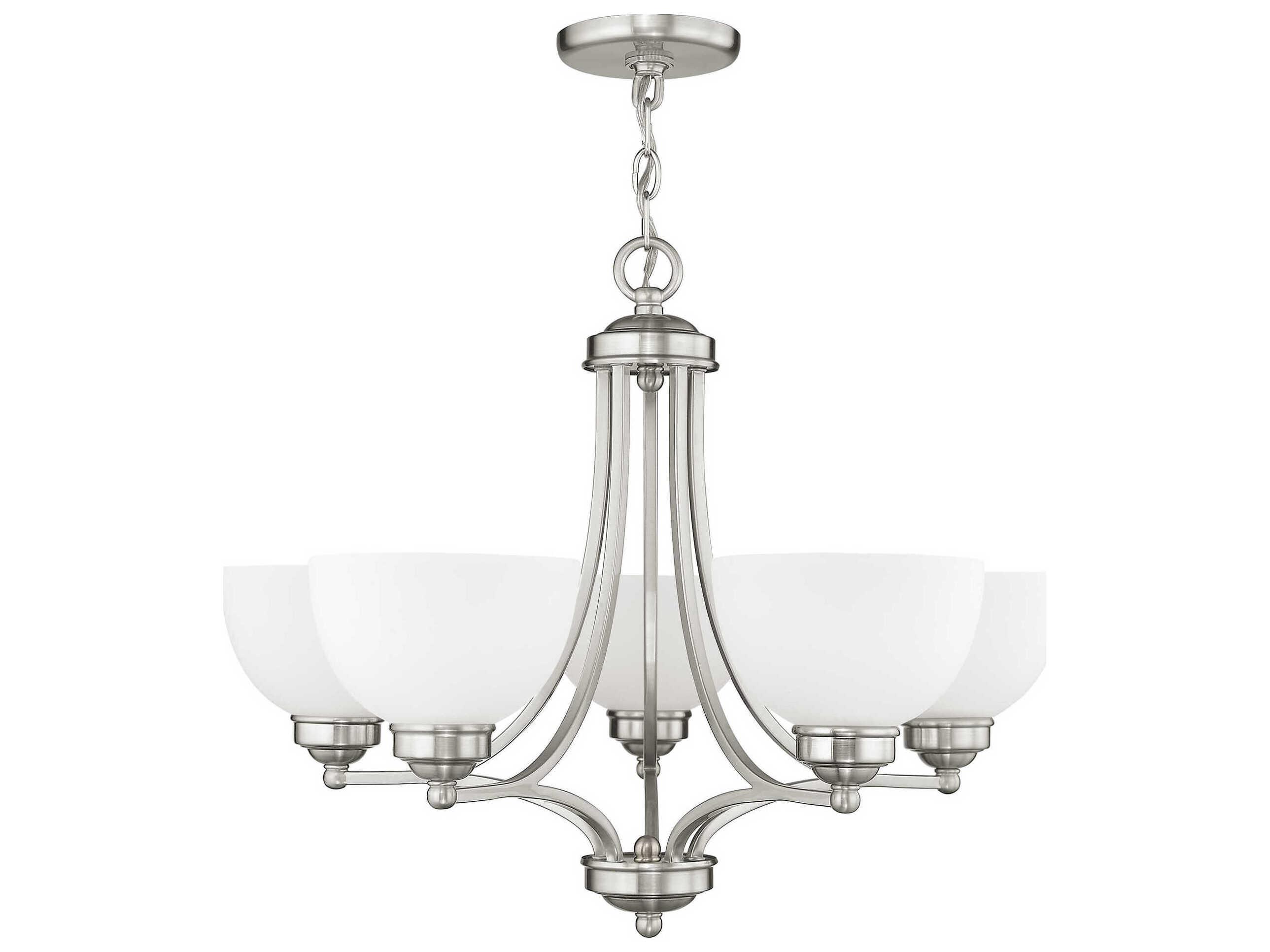 Livex Lighting Somerset 5-Light Brushed Nickel Glass Bowl Chandelier
