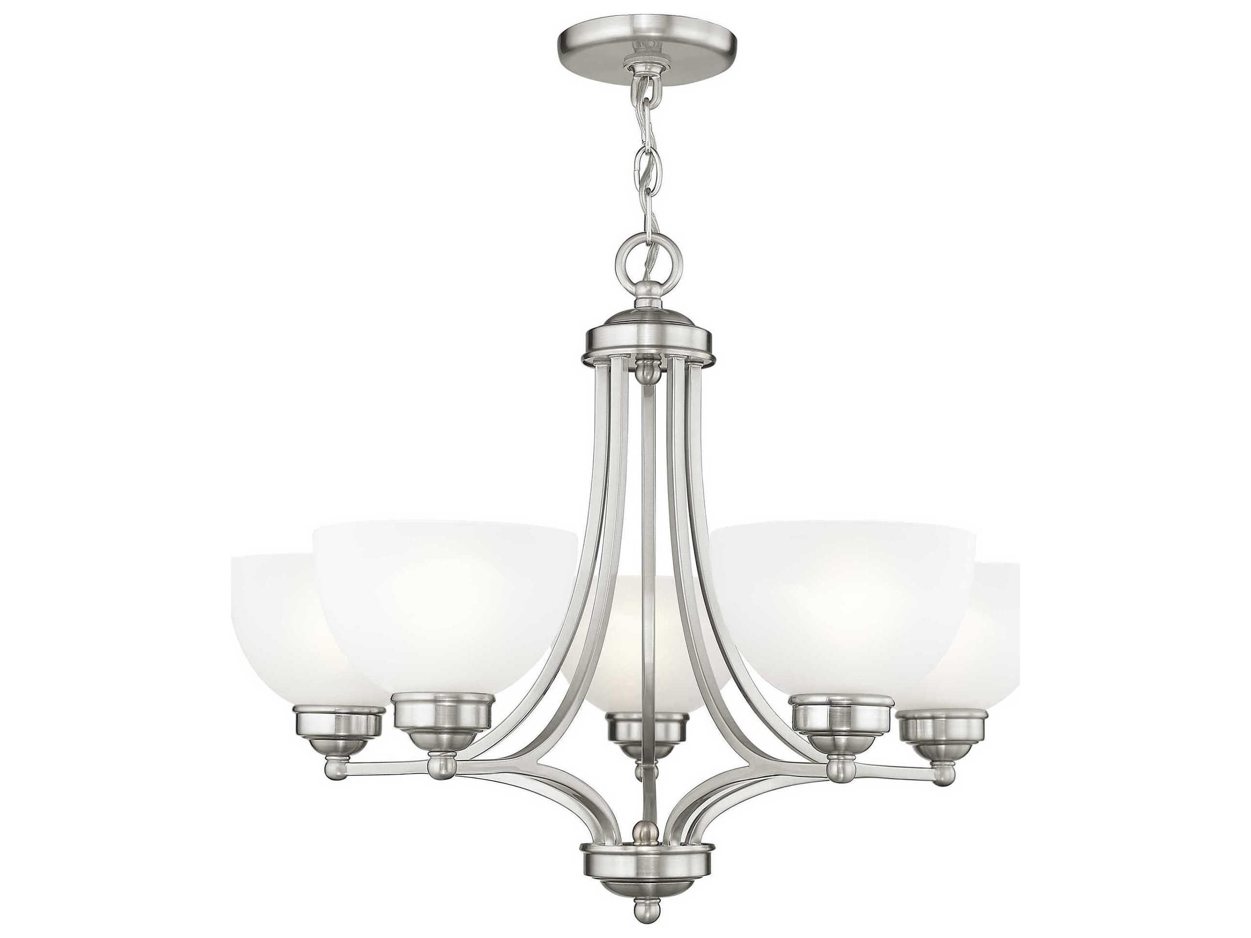 Livex Lighting Somerset 5-Light Brushed Nickel Glass Bowl Chandelier