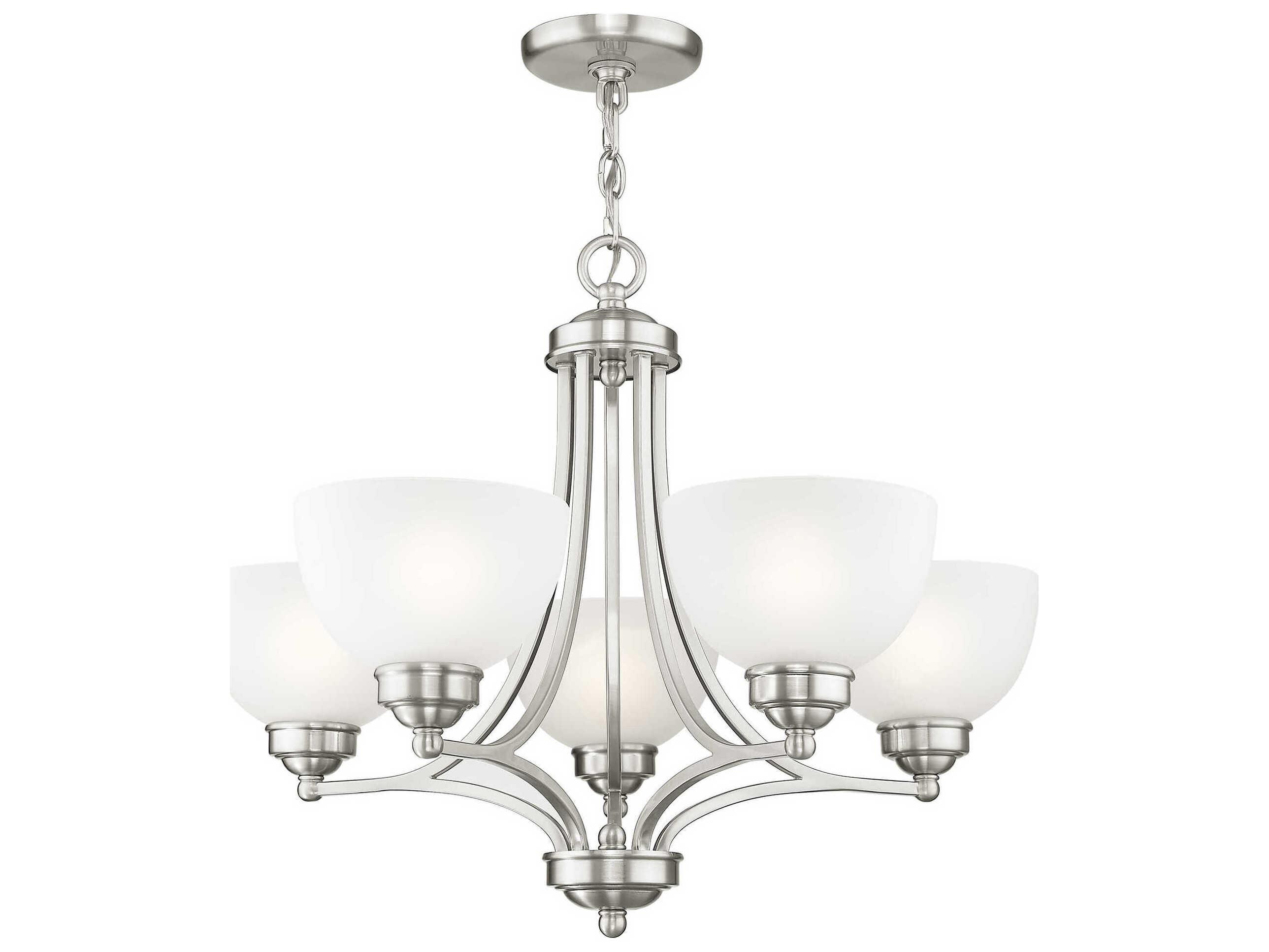 Livex Lighting Somerset 5-Light Brushed Nickel Glass Bowl Chandelier