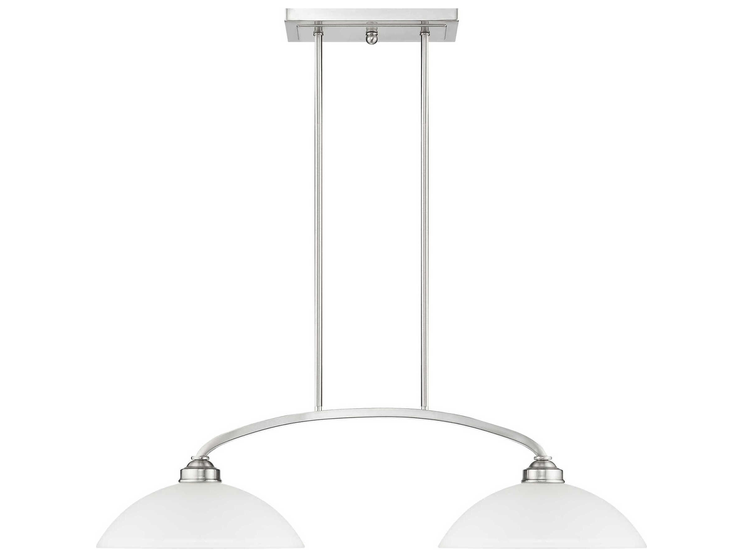 Livex Lighting Somerset 2-Light Brushed Nickel Glass Dome Island Pendant