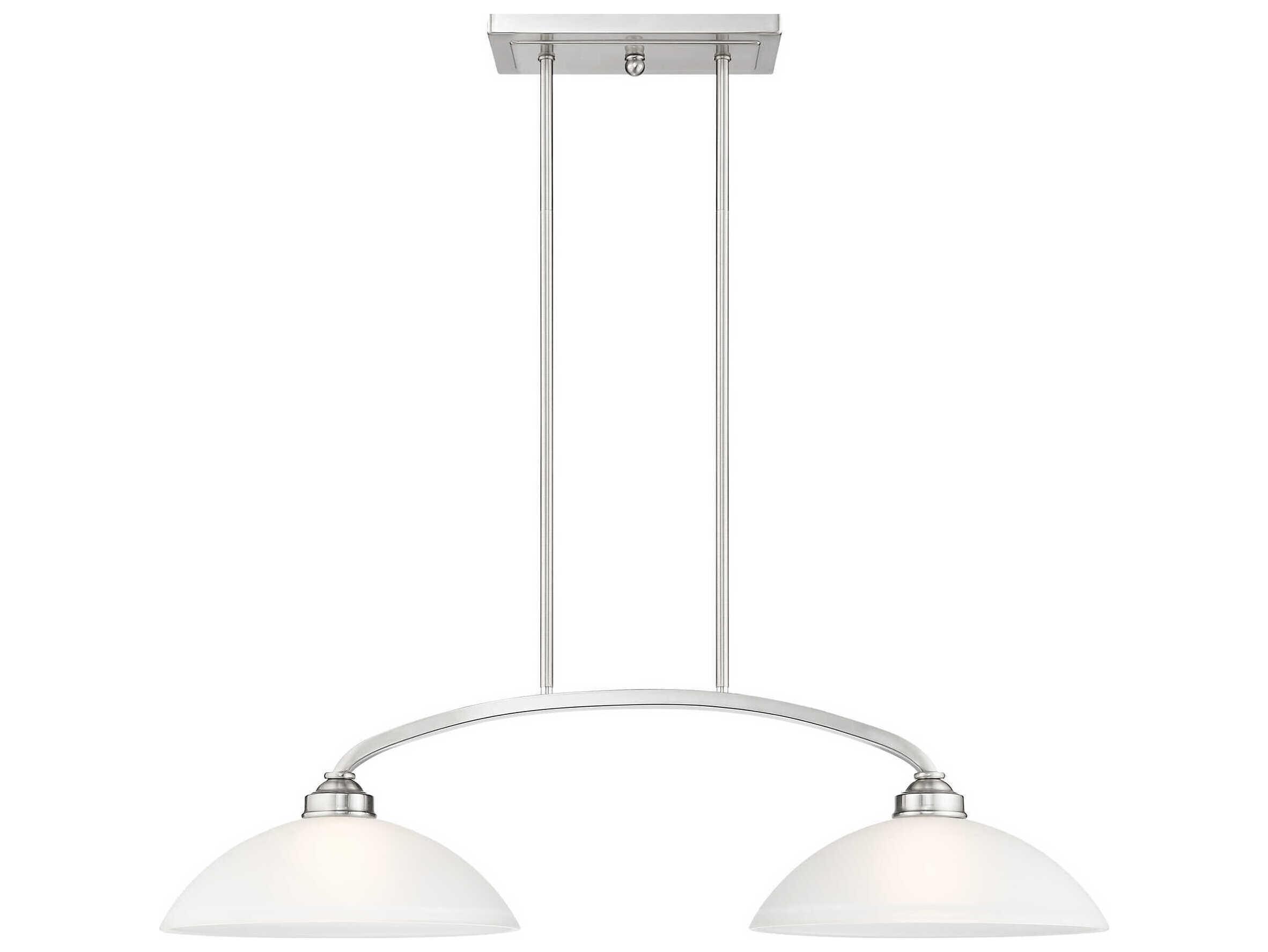 Livex Lighting Somerset 2-Light Brushed Nickel Glass Dome Island Pendant