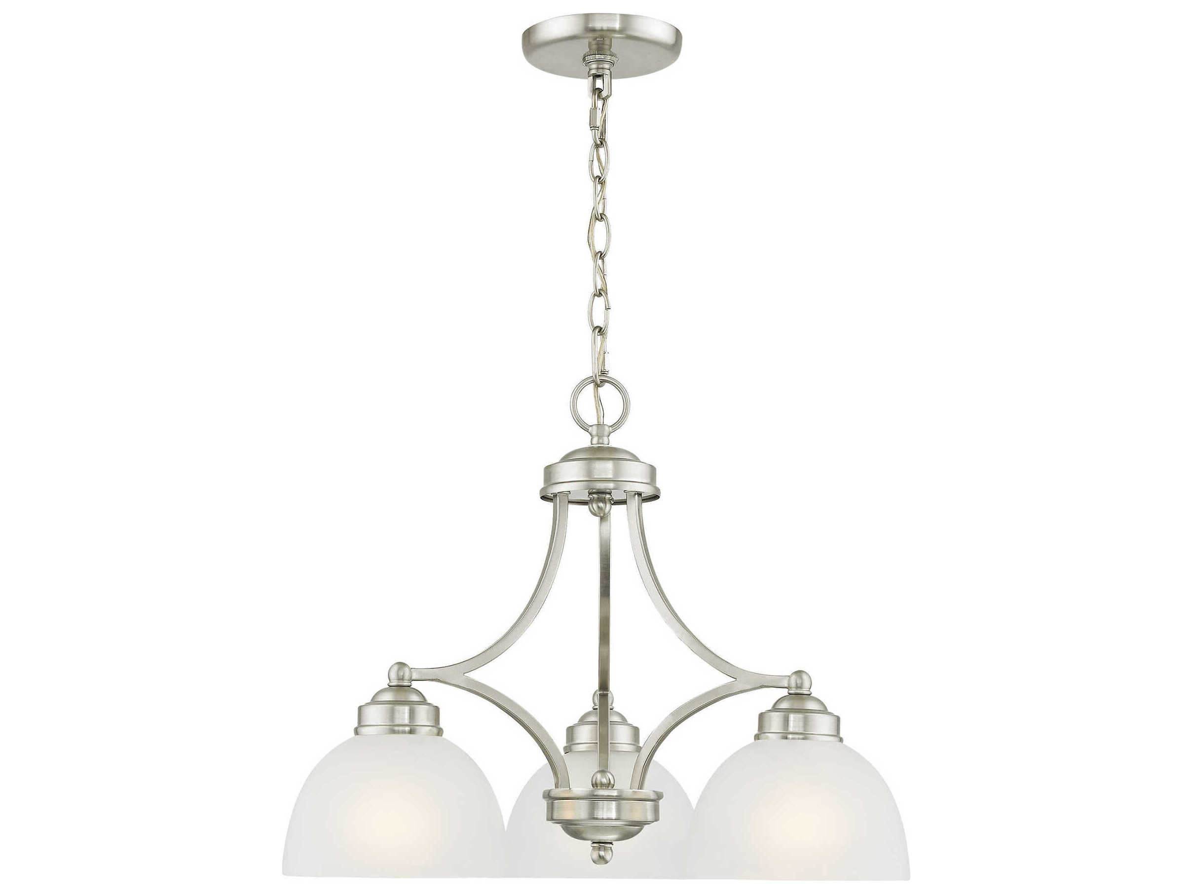 Livex Lighting Somerset 3-Light Brushed Nickel White Glass Bell Chandelier
