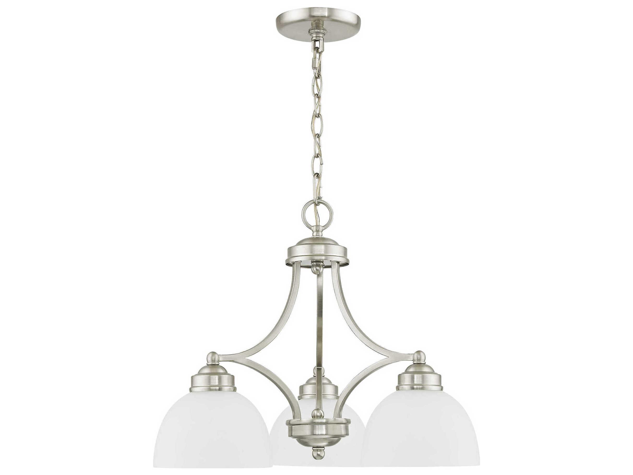 Livex Lighting Somerset 3-Light Brushed Nickel White Glass Bell Chandelier