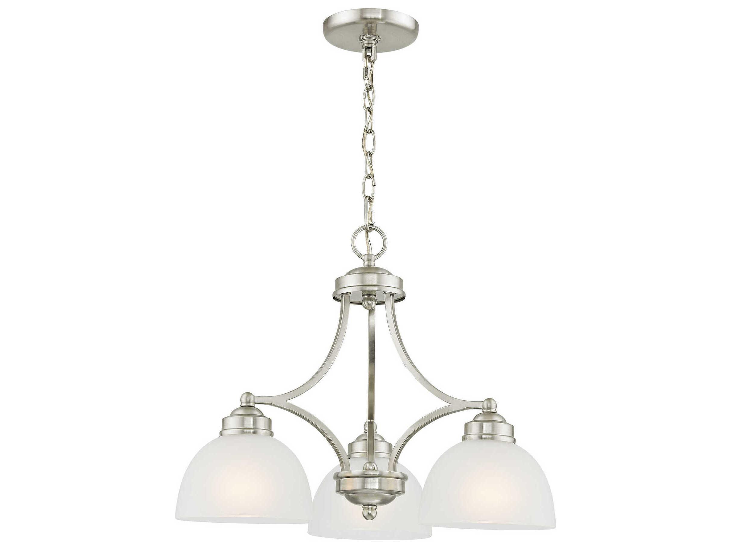 Livex Lighting Somerset 3-Light Brushed Nickel White Glass Bell Chandelier