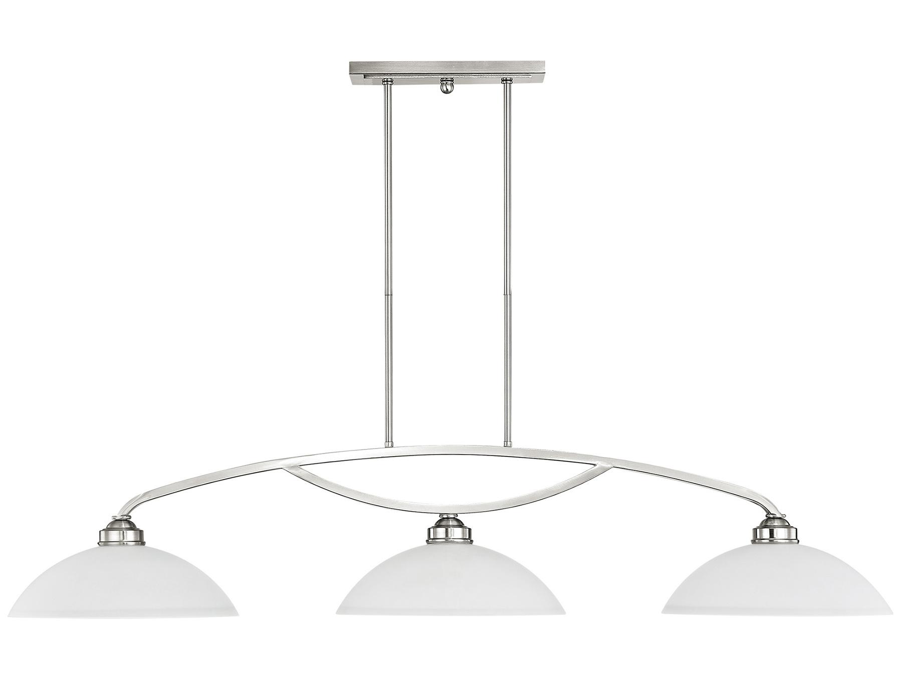 Livex Lighting Somerset 3-Light Brushed Nickel Glass Bowl Dome Island Pendant