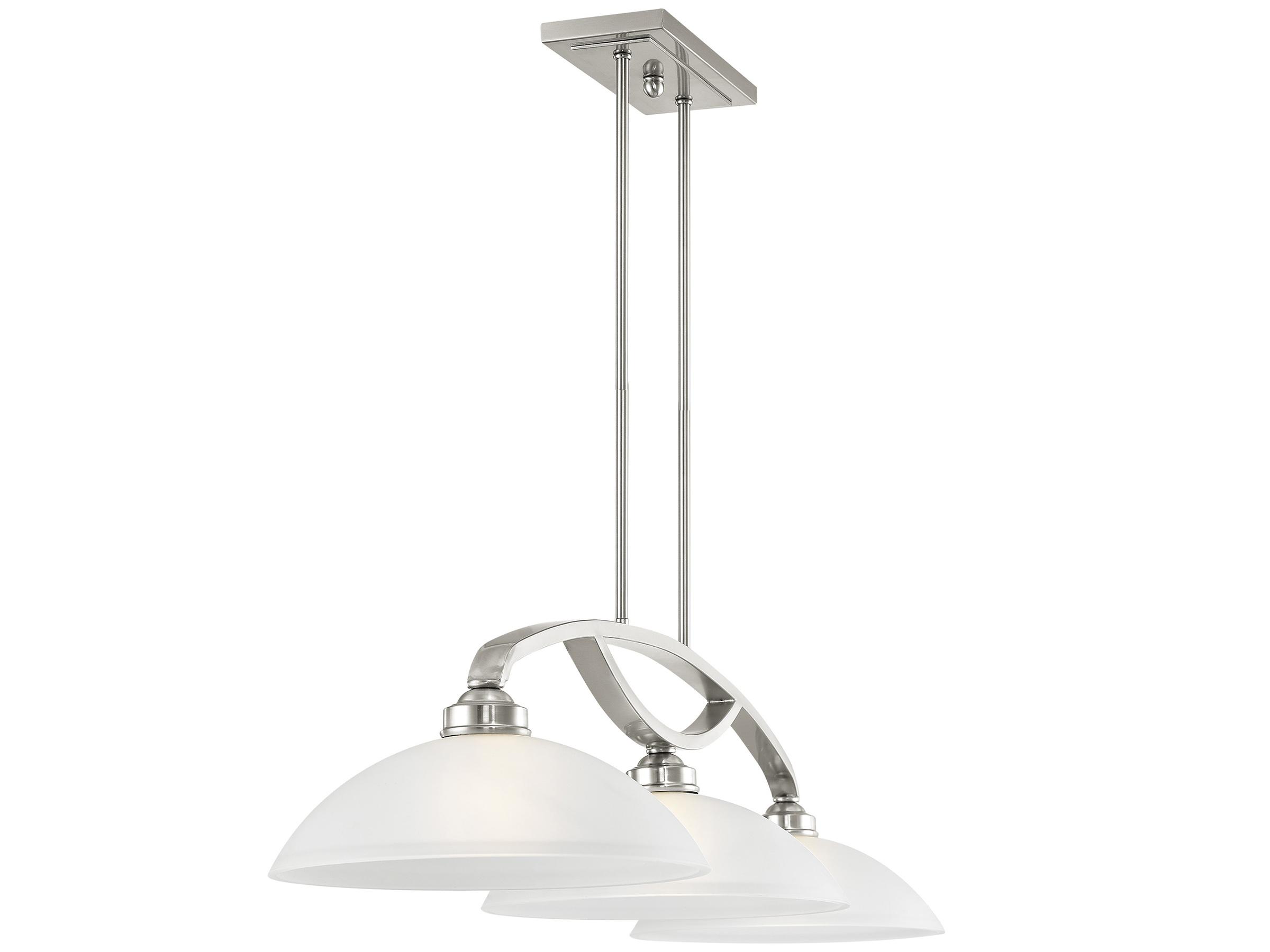 Livex Lighting Somerset 3-Light Brushed Nickel Glass Bowl Dome Island Pendant