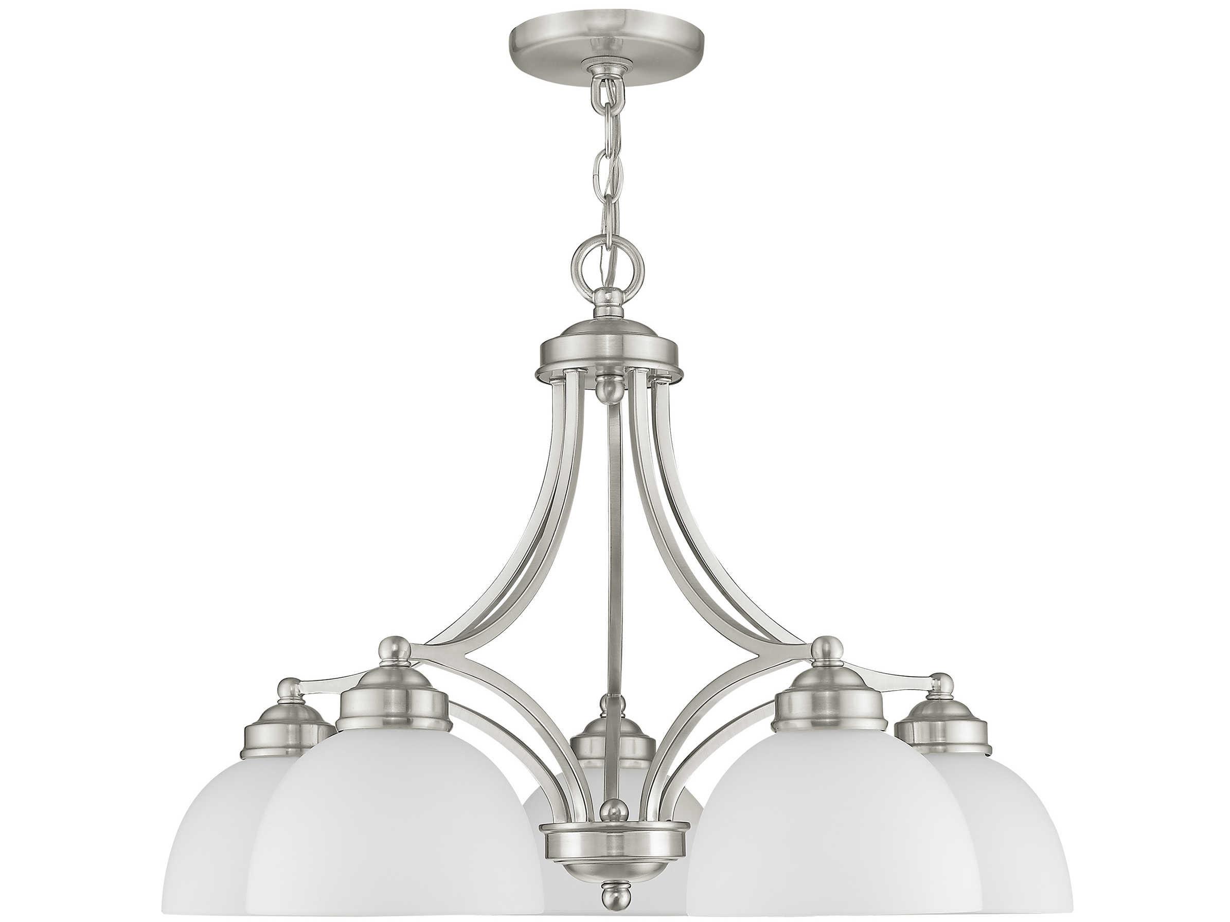 Livex Lighting Somerset 5-Light Brushed Nickel Glass Bowl Dome Geometric Chandelier