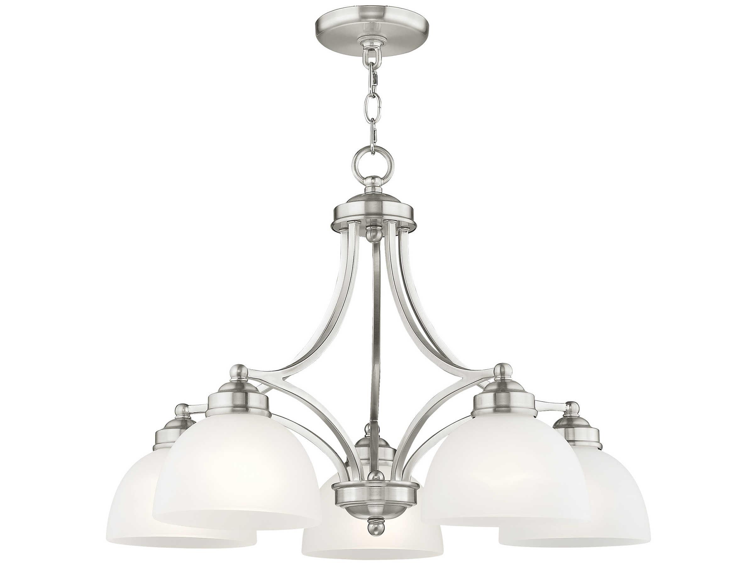 Livex Lighting Somerset 5-Light Brushed Nickel Glass Bowl Dome Geometric Chandelier