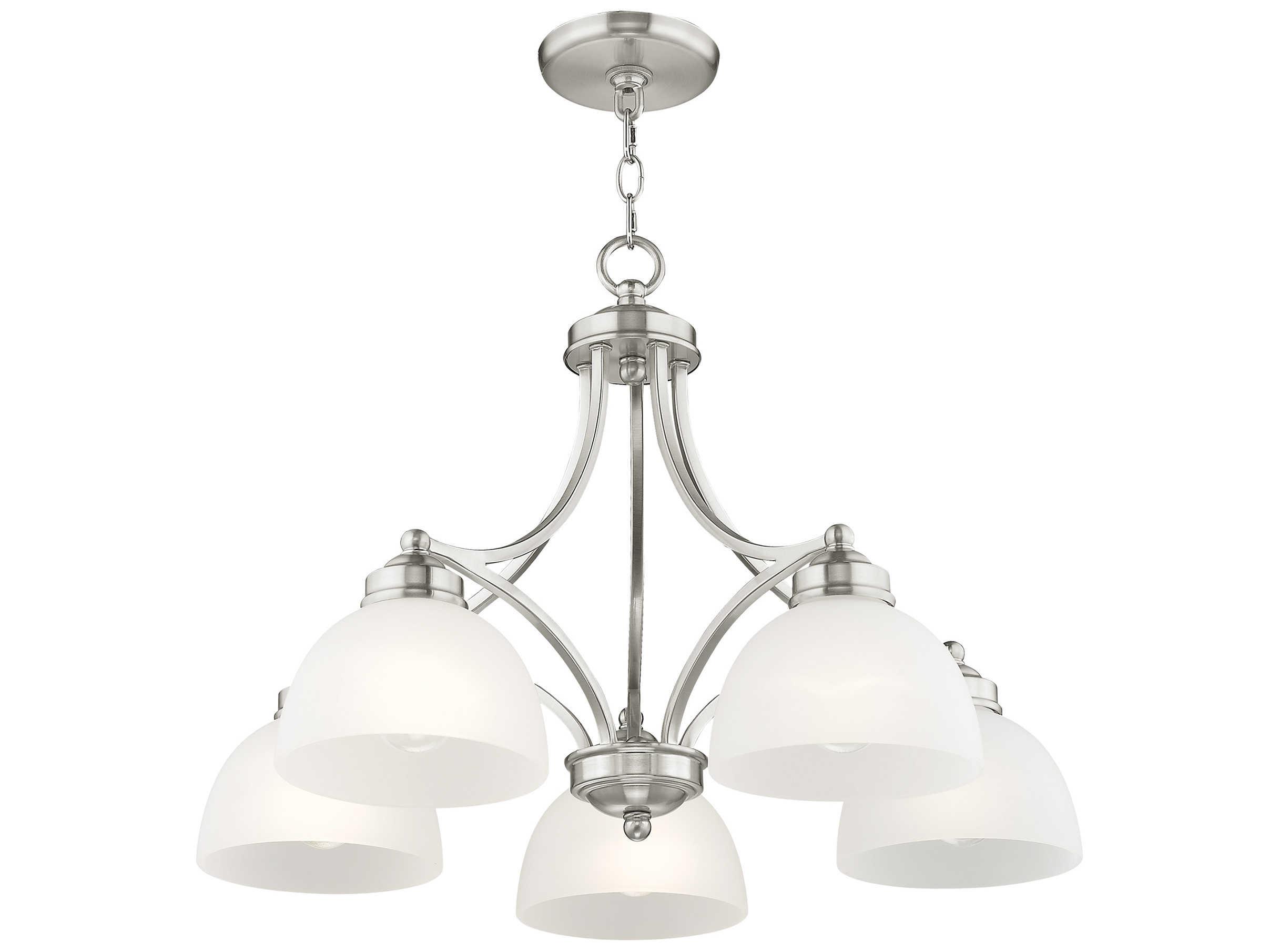 Livex Lighting Somerset 5-Light Brushed Nickel Glass Bowl Dome Geometric Chandelier