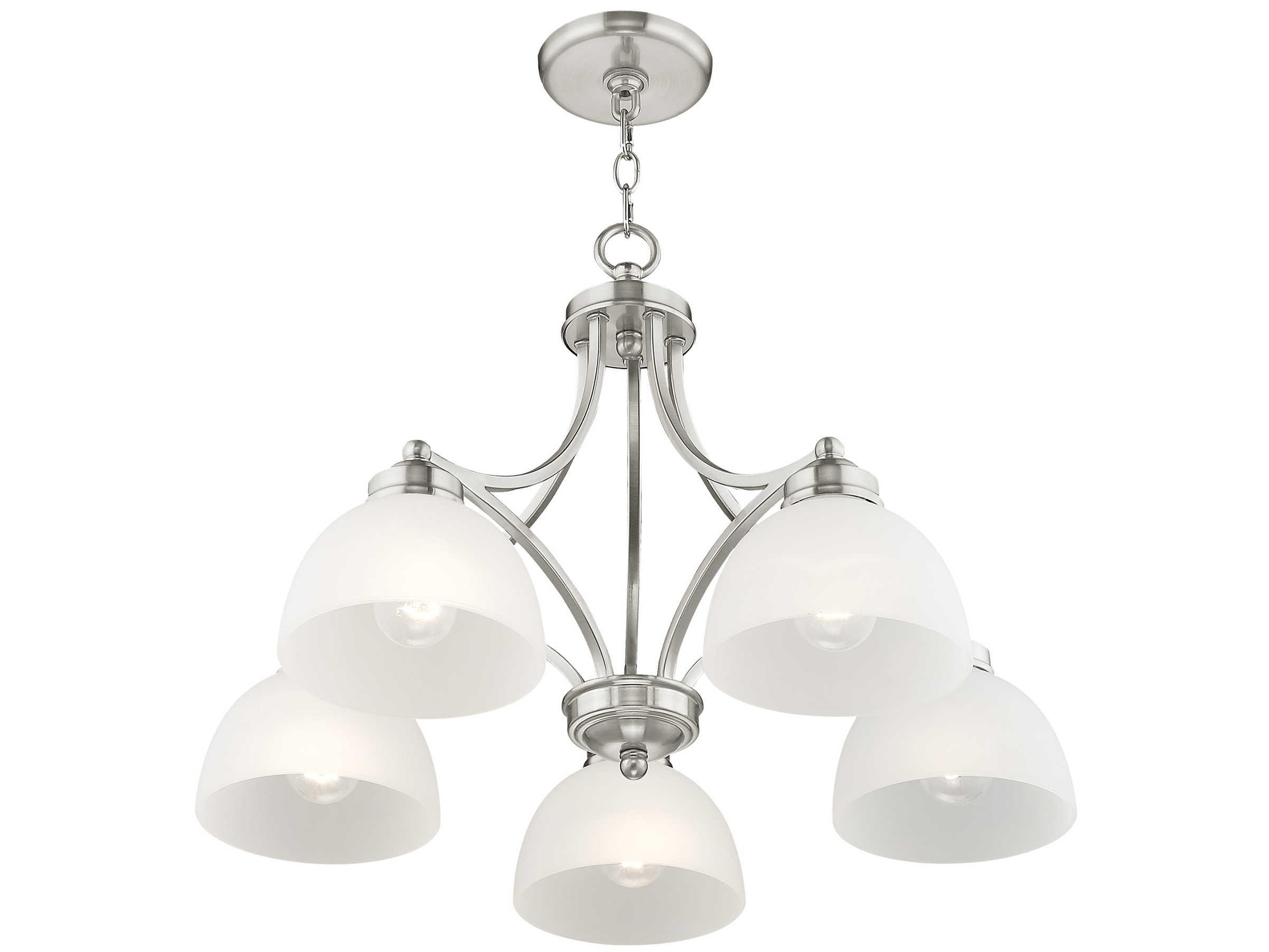 Livex Lighting Somerset 5-Light Brushed Nickel Glass Bowl Dome Geometric Chandelier
