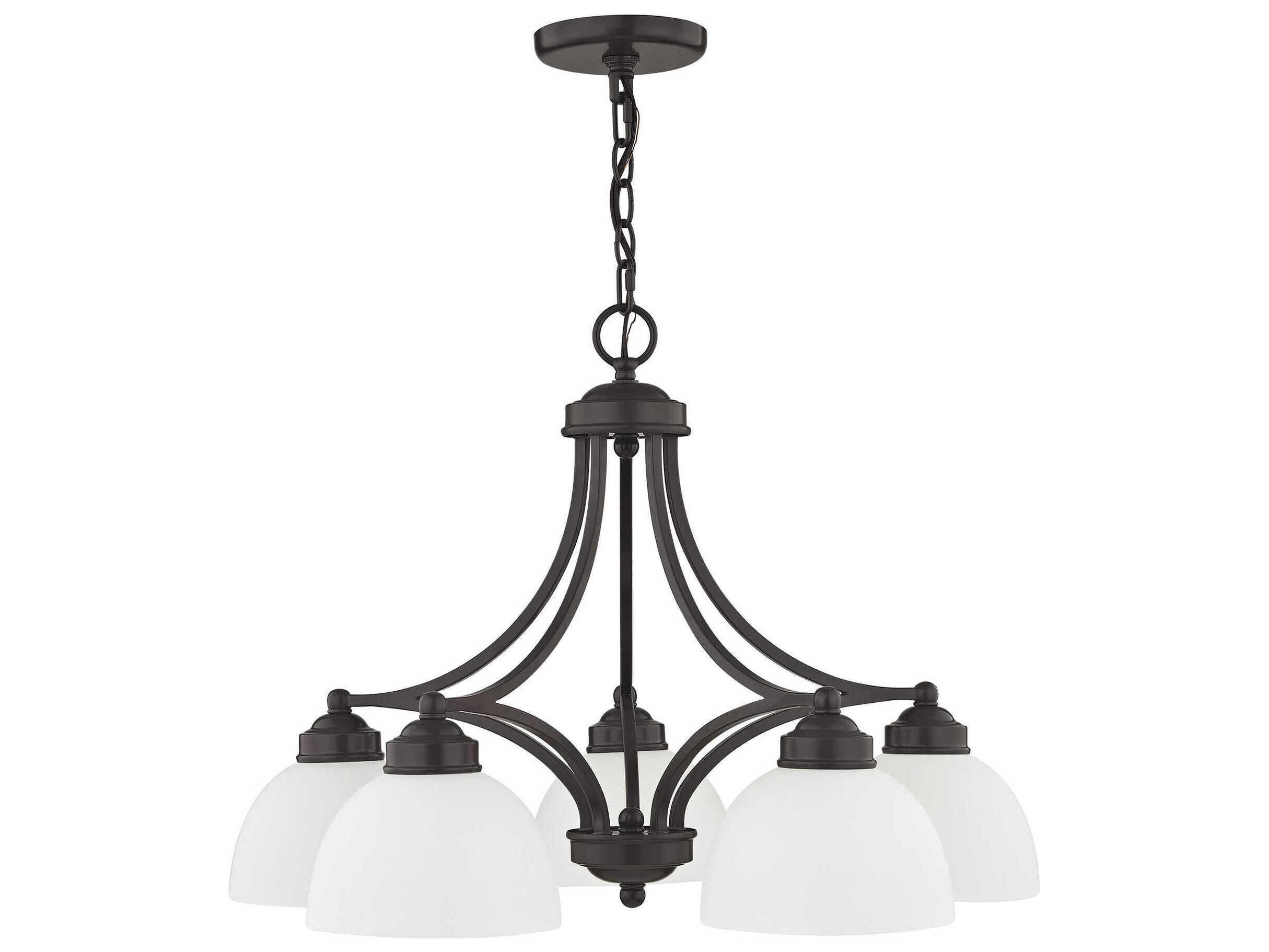 Livex Lighting Somerset 5-Light English Bronze Glass Dome Geometric Chandelier