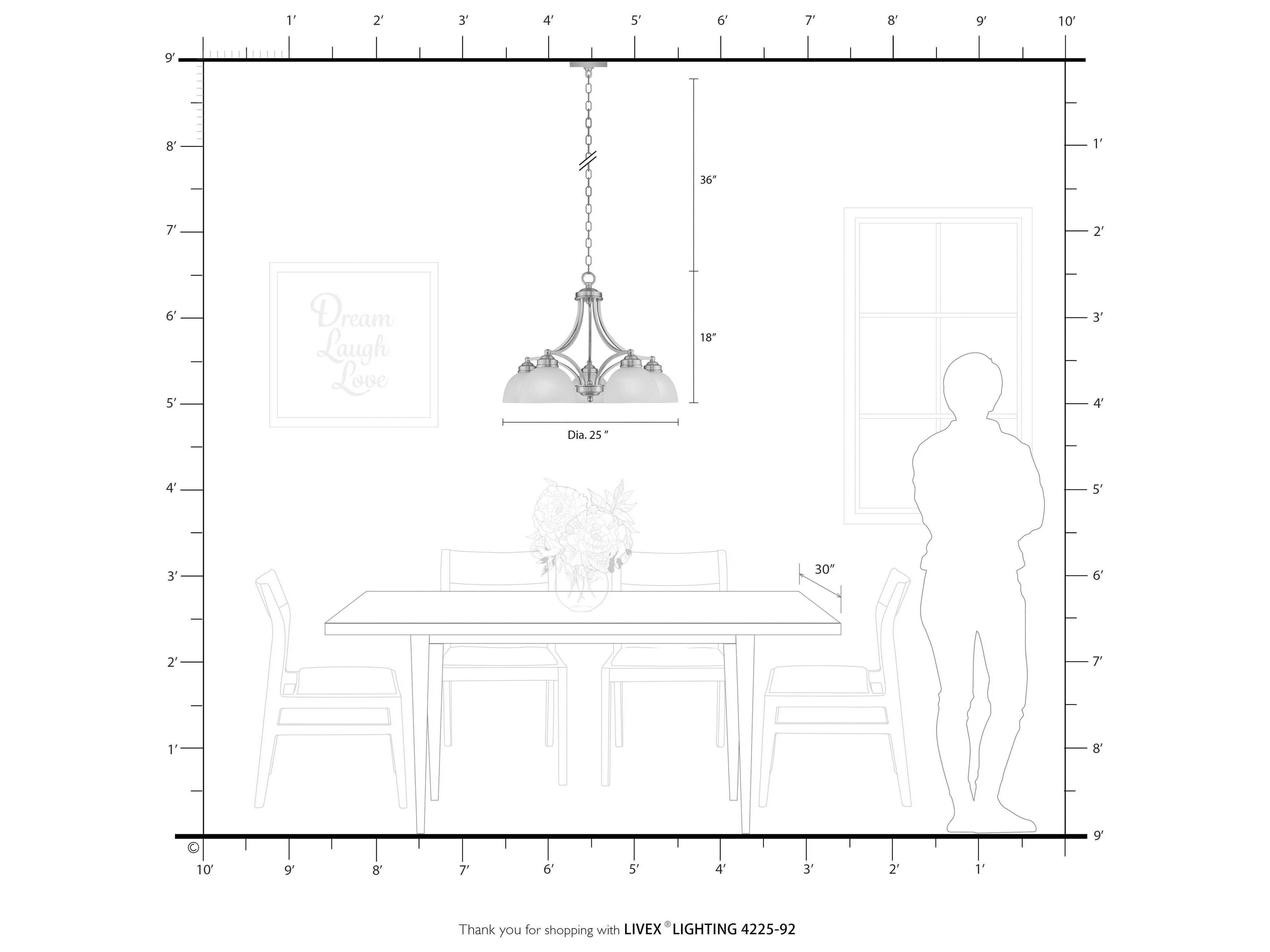 Livex Lighting Somerset 5-Light English Bronze Glass Dome Geometric Chandelier