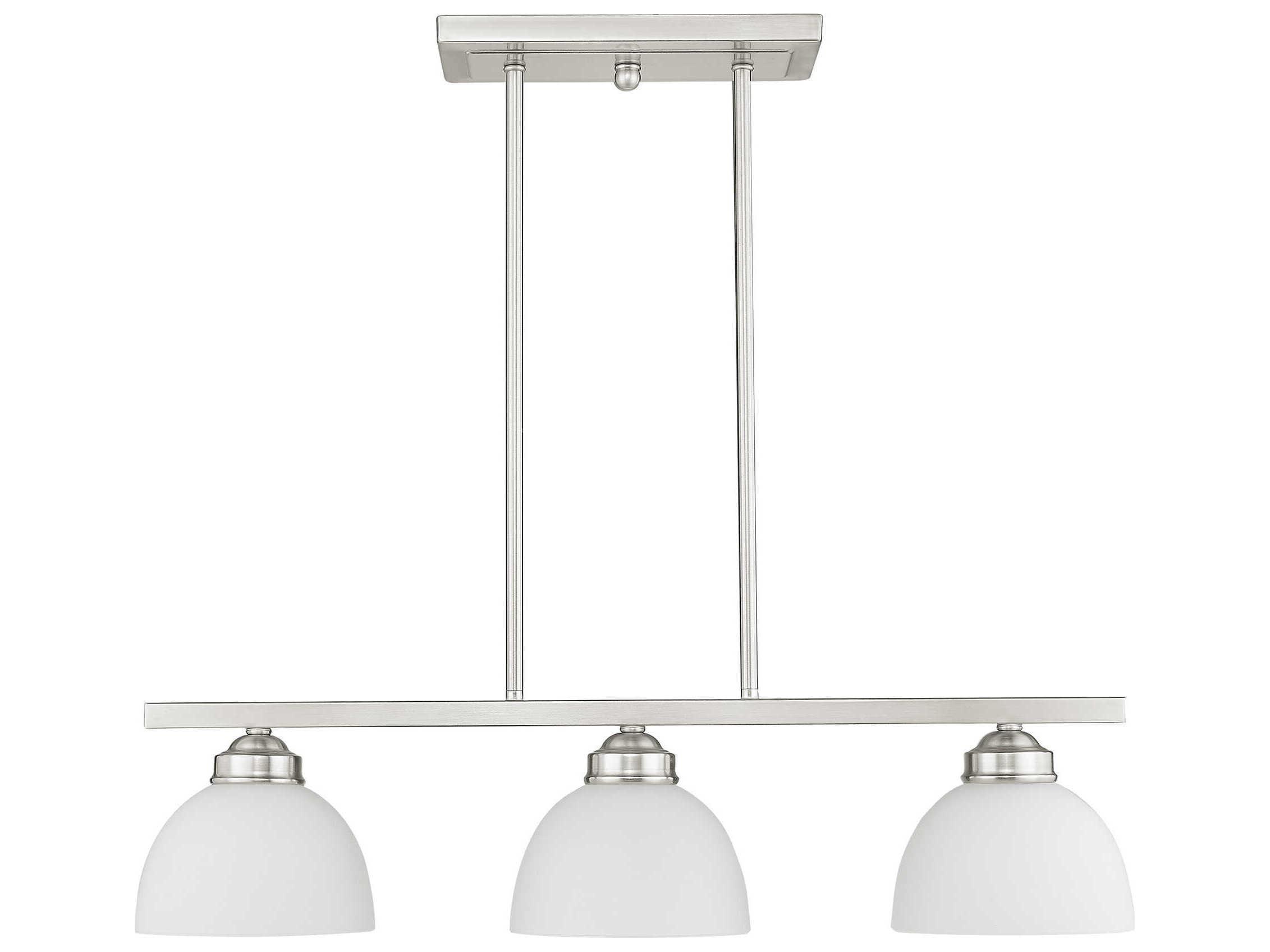 Livex Lighting Somerset 3-Light Brushed Nickel Glass Dome Geometric Island Pendant