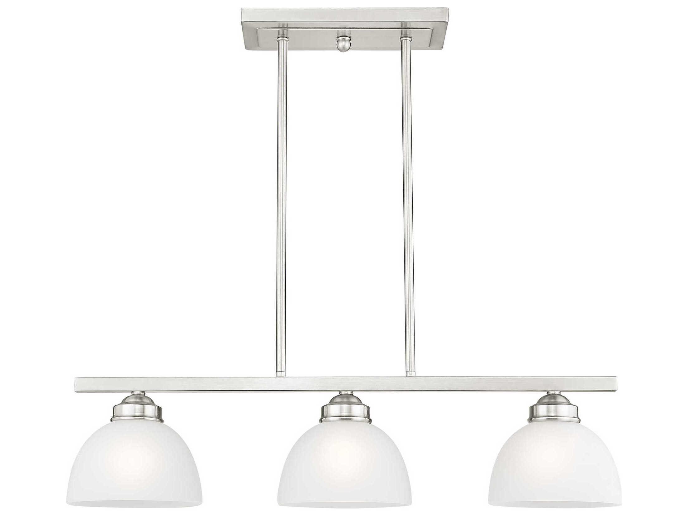 Livex Lighting Somerset 3-Light Brushed Nickel Glass Dome Geometric Island Pendant