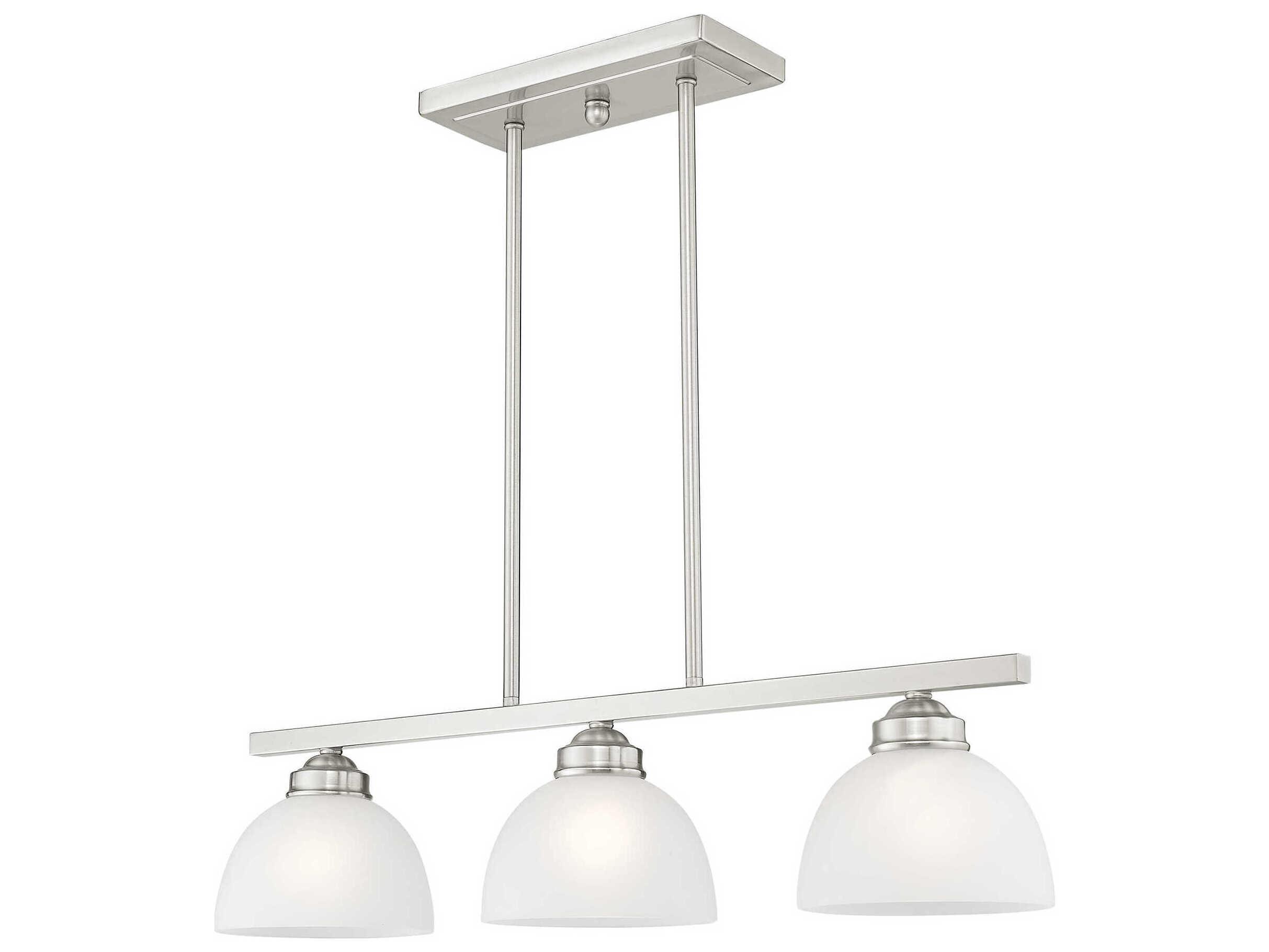 Livex Lighting Somerset 3-Light Brushed Nickel Glass Dome Geometric Island Pendant