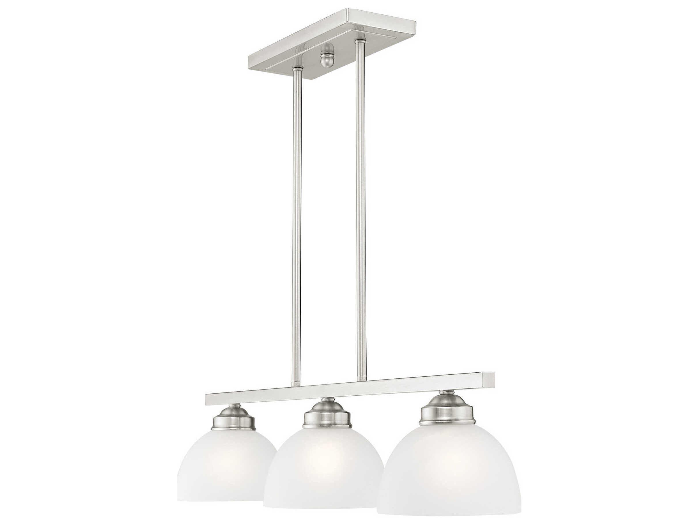 Livex Lighting Somerset 3-Light Brushed Nickel Glass Dome Geometric Island Pendant