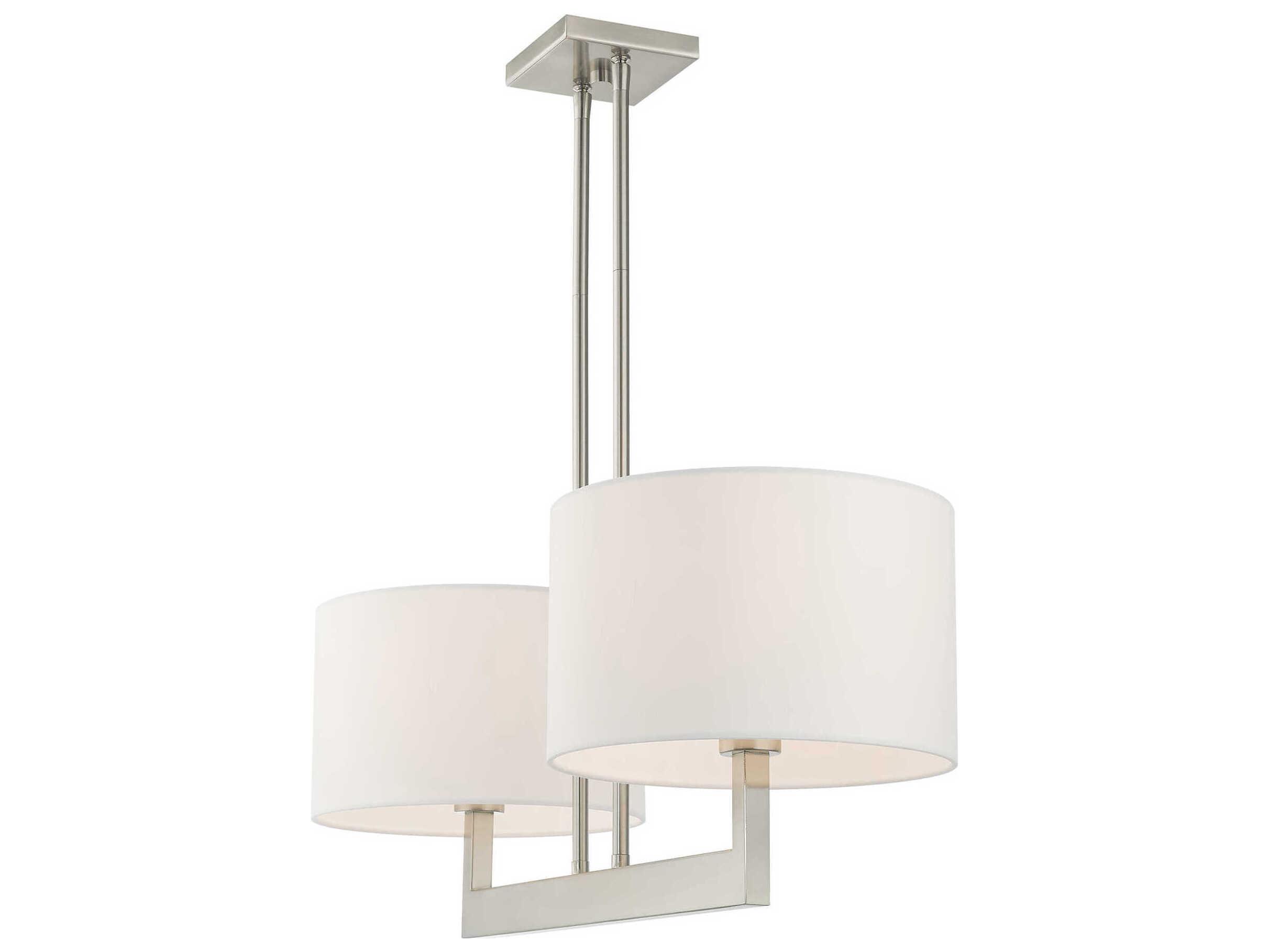 Livex Lighting Hayworth 2-Light Brushed Nickel Drum Island Pendant