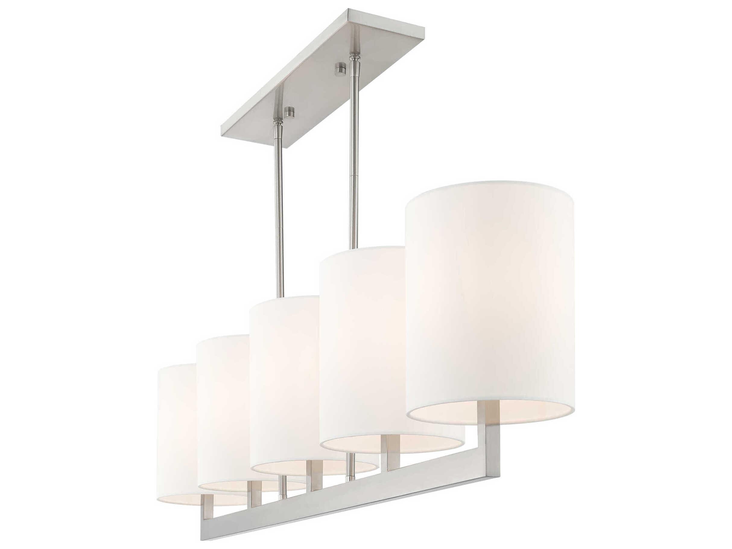 Livex Lighting Hayworth 5-Light Brushed Nickel Cylinder Linear Island Pendant