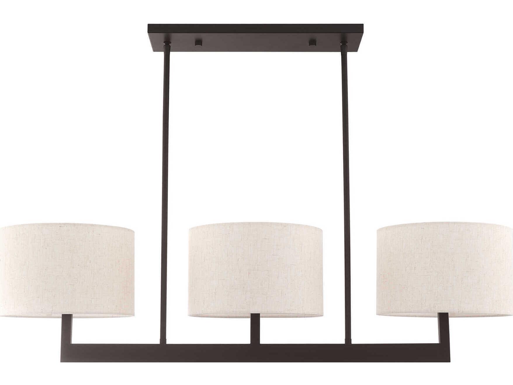 Livex Lighting Hayworth 3-Light Bronze Drum Linear Island Pendant