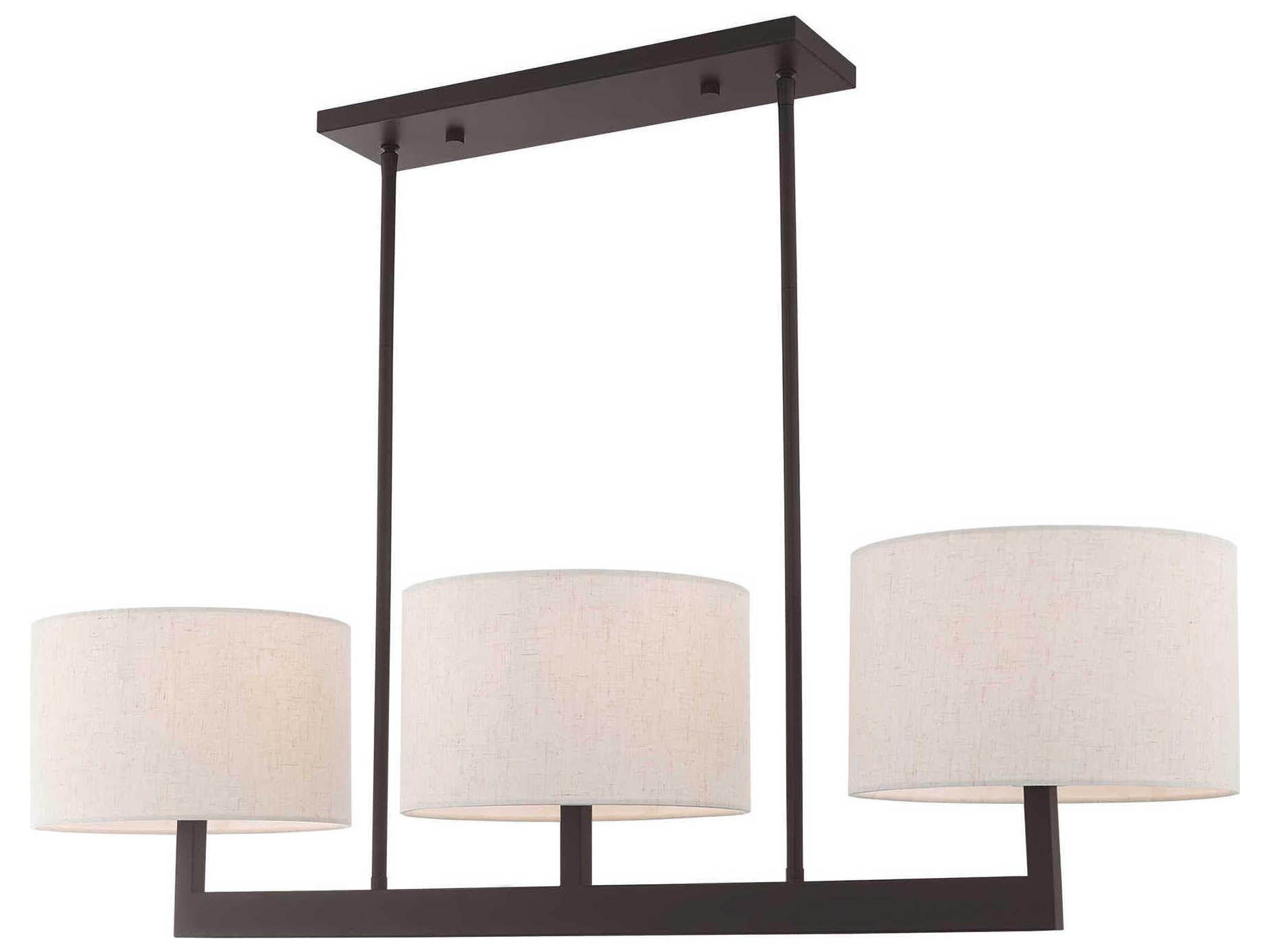 Livex Lighting Hayworth 3-Light Bronze Drum Linear Island Pendant
