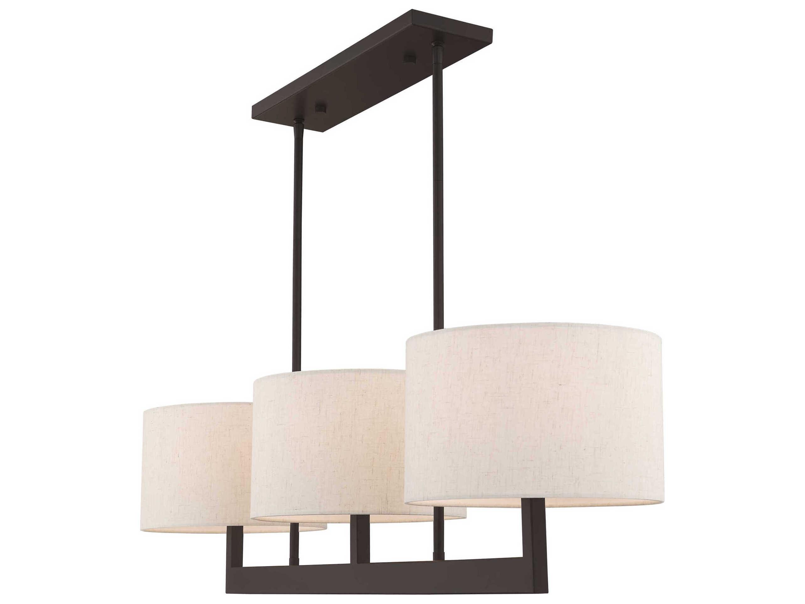 Livex Lighting Hayworth 3-Light Bronze Drum Linear Island Pendant