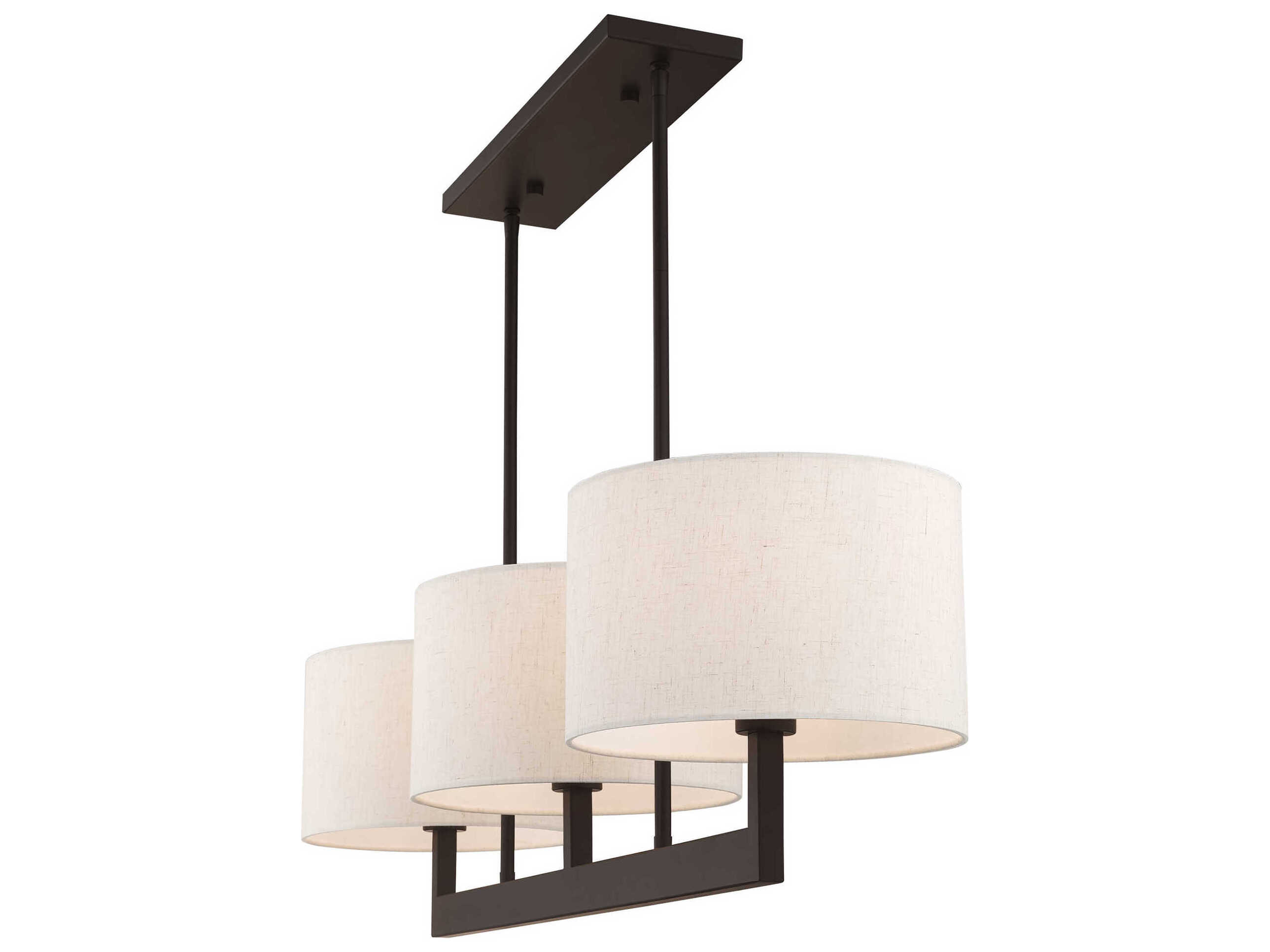 Livex Lighting Hayworth 3-Light Bronze Drum Linear Island Pendant