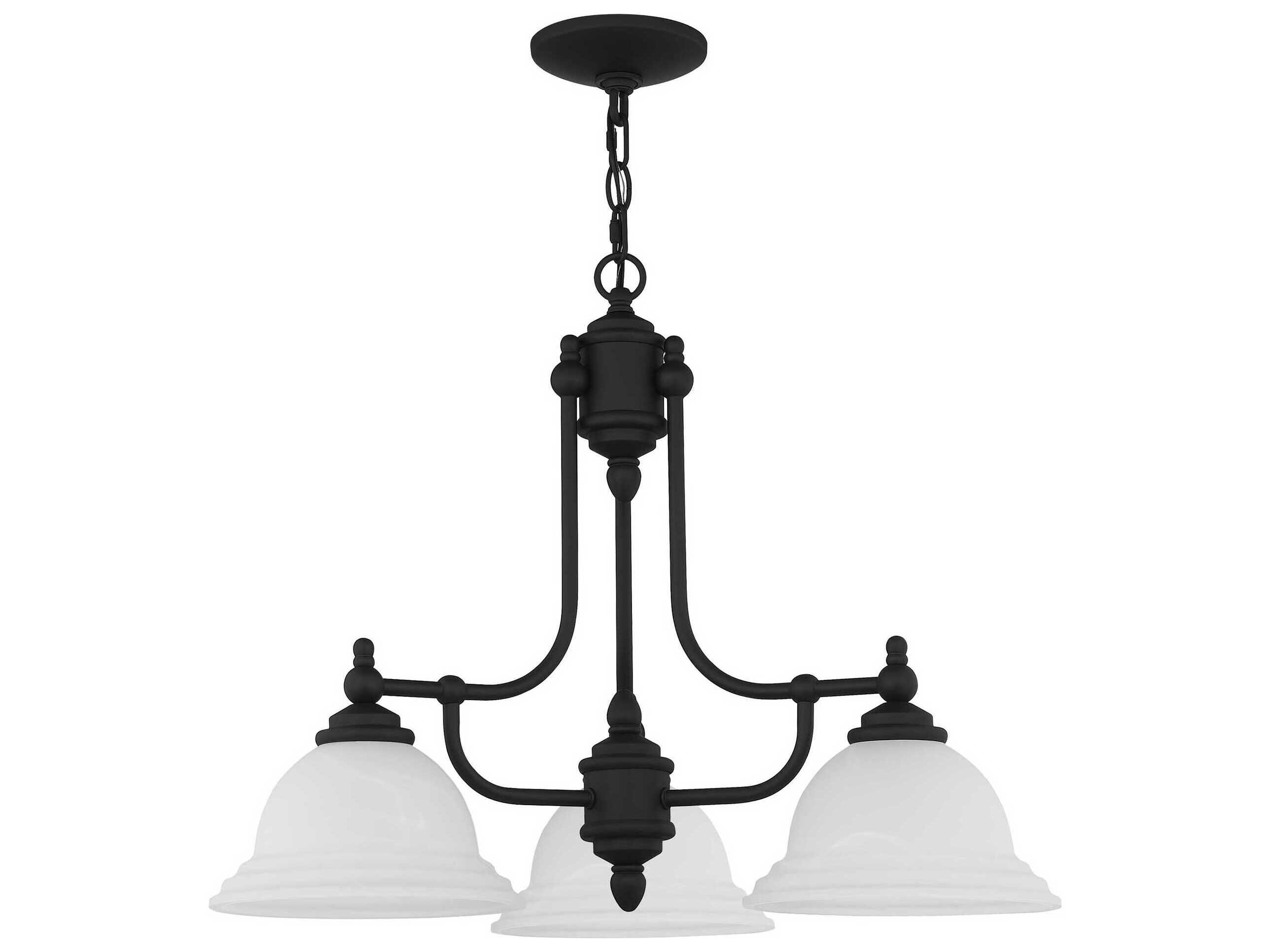 Livex Lighting North Port 3-Light Black Glass Bell Chandelier