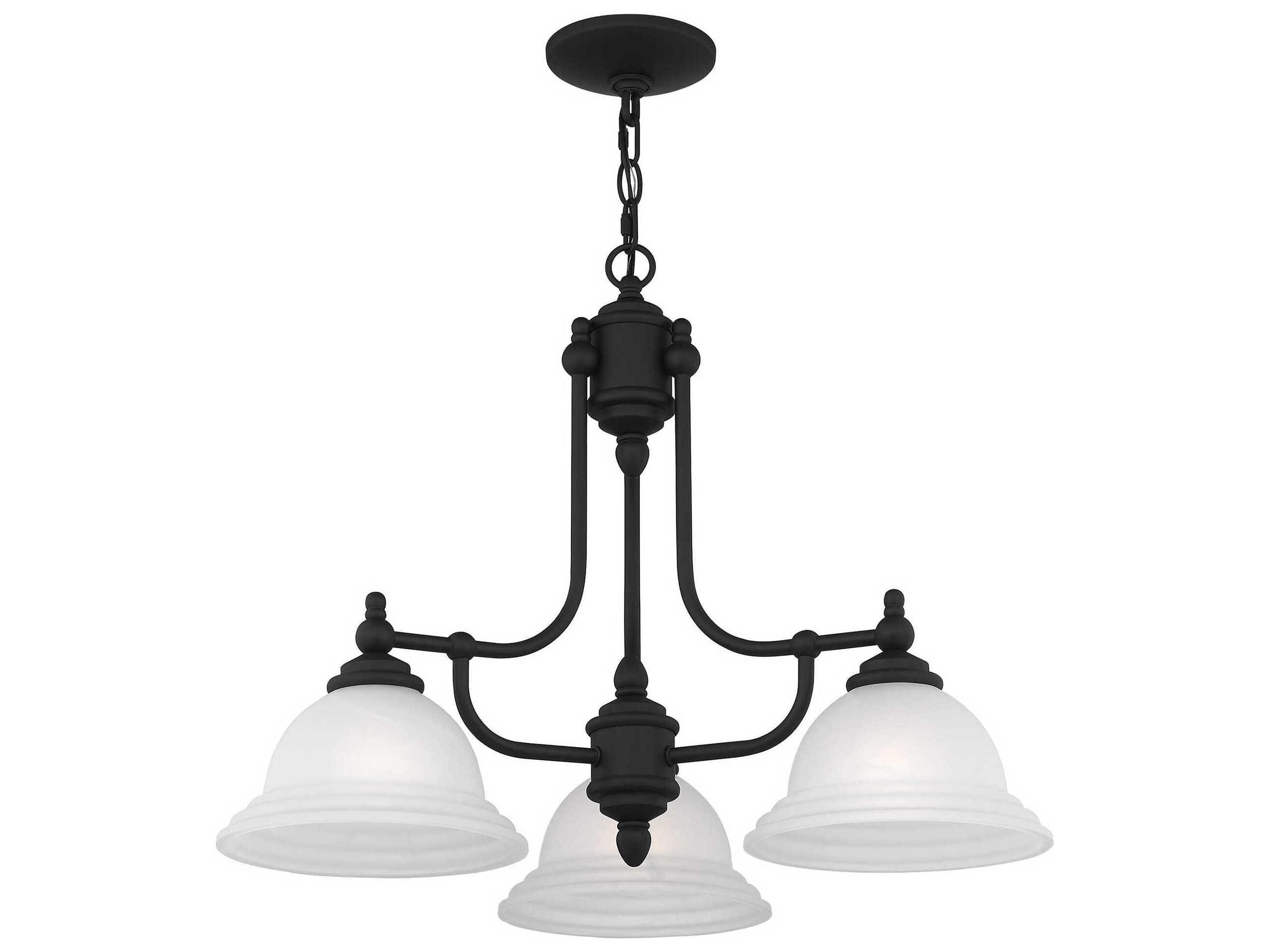Livex Lighting North Port 3-Light Black Glass Bell Chandelier