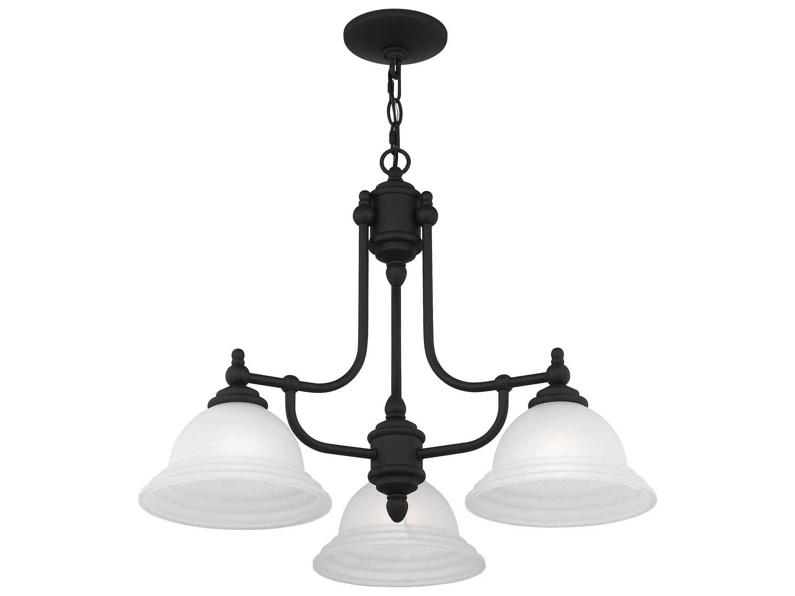 Livex Lighting North Port 3-Light Black Glass Bell Chandelier