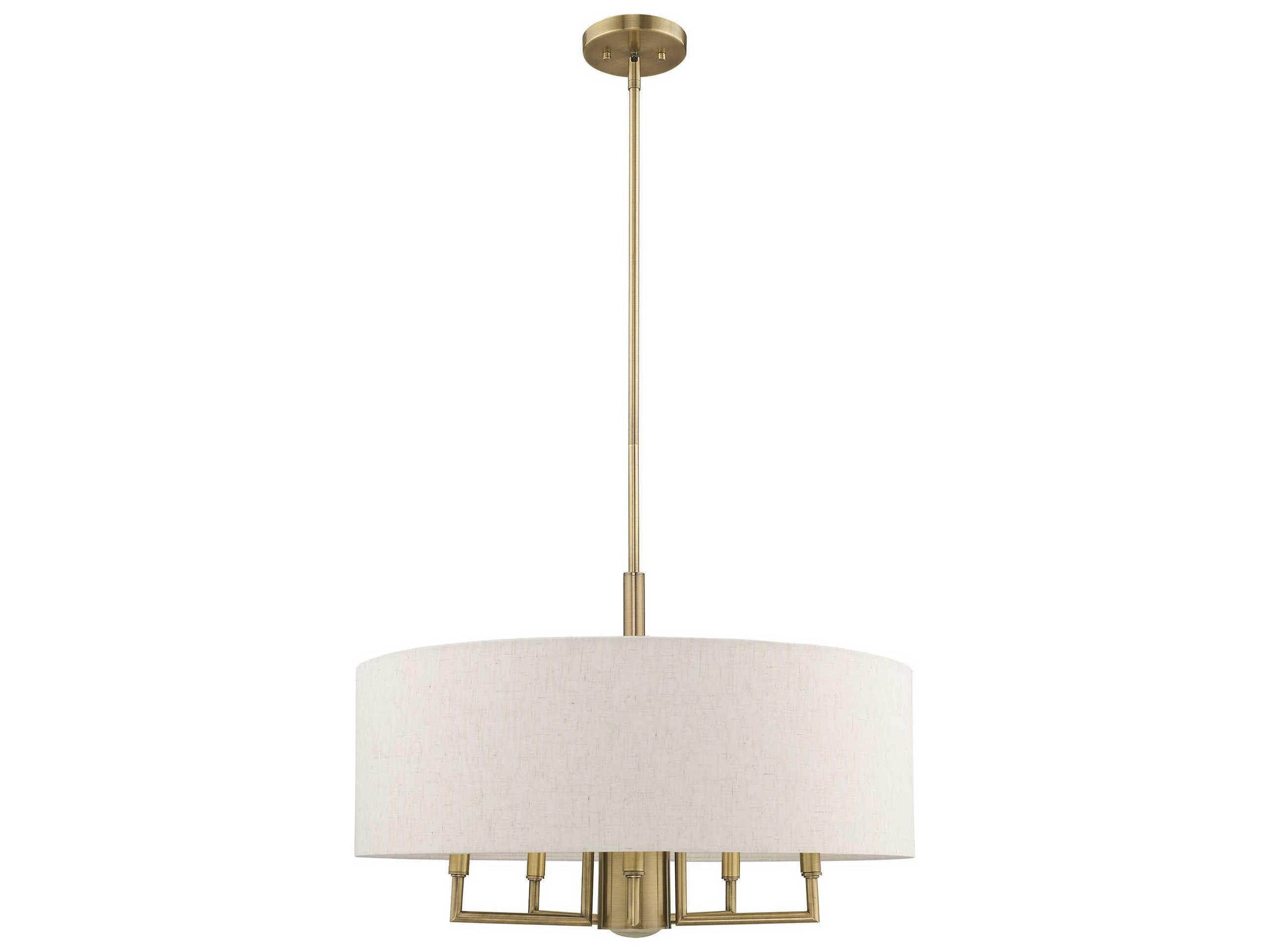 Livex Lighting Meridian 5-Light Antique Brass Candelabra Drum Round Chandelier