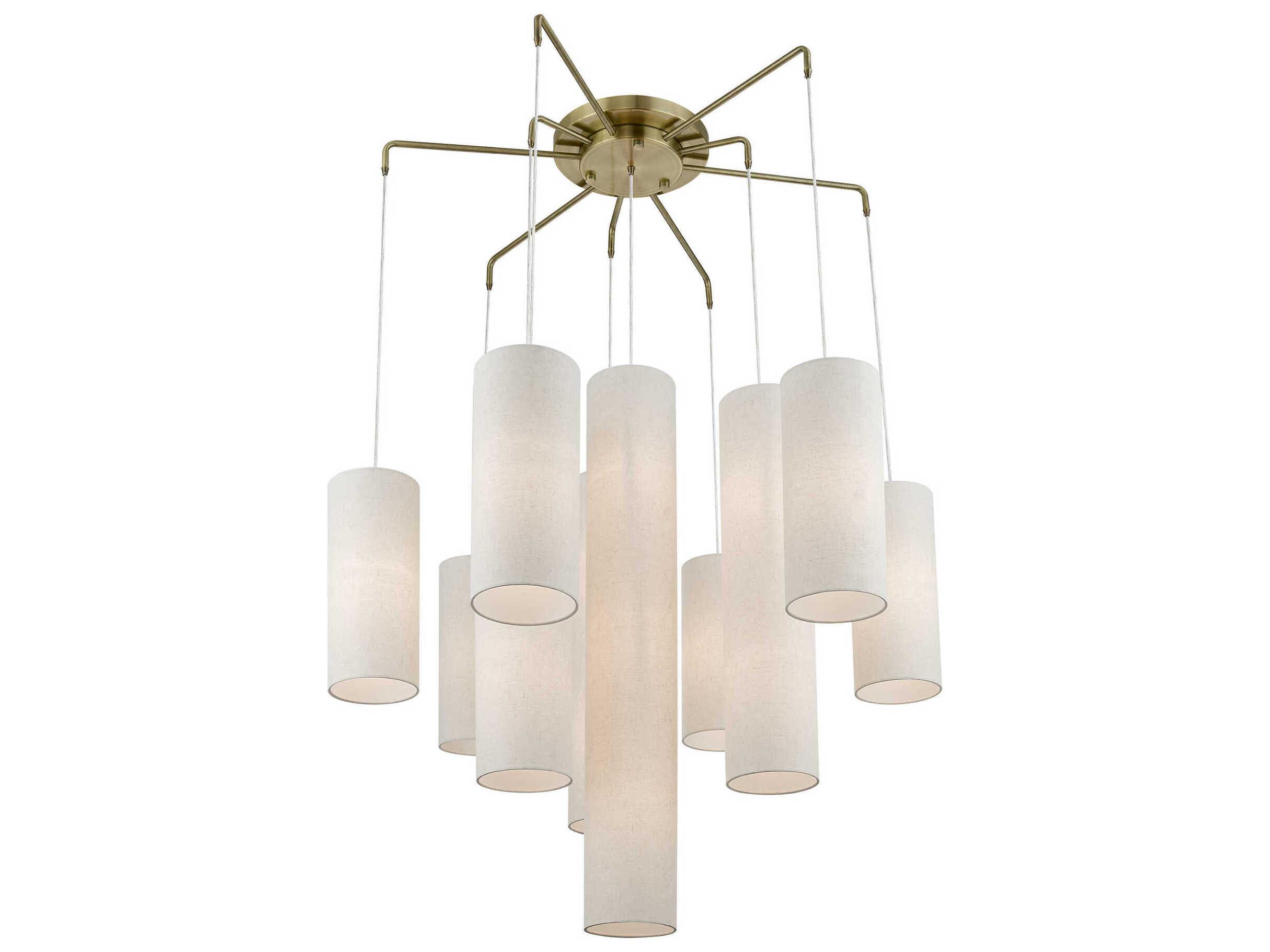 Livex Lighting Strathmore 15-Light Antique Brass Cylinder Pendant